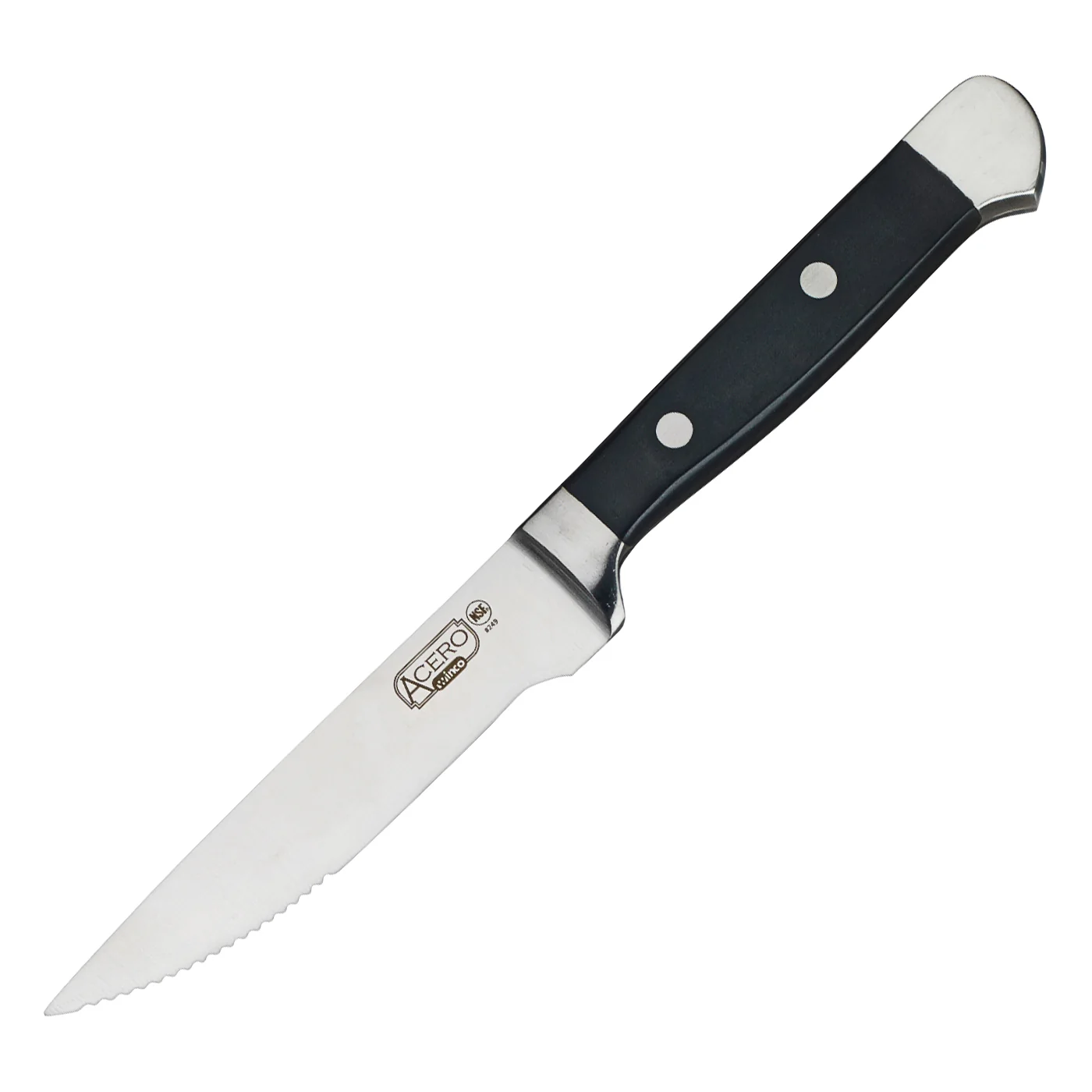 Winco SK-12 5 Inch Blade 11 Inch Overall Length Steak Knife Black POM Handle - Image 2