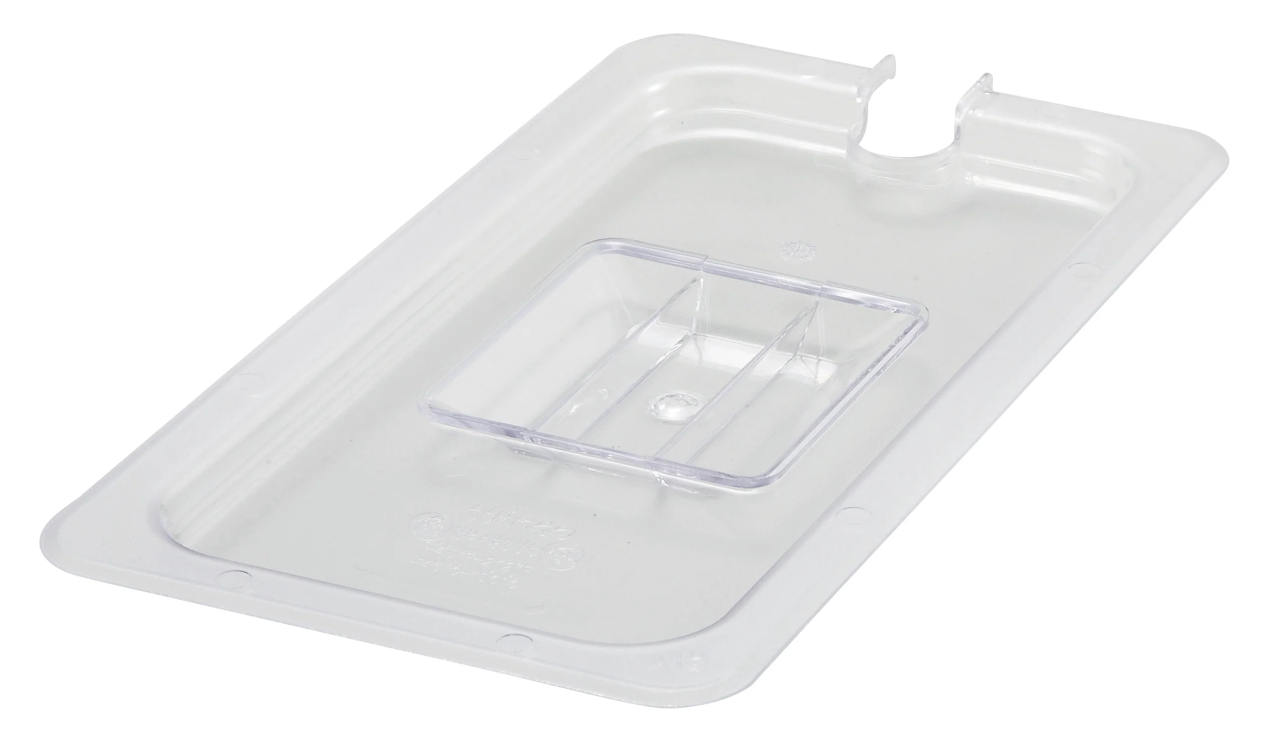 Winco SP7300C 1/3 Size Slotted Food Pan Cover with Handle Polycarbonate Clear