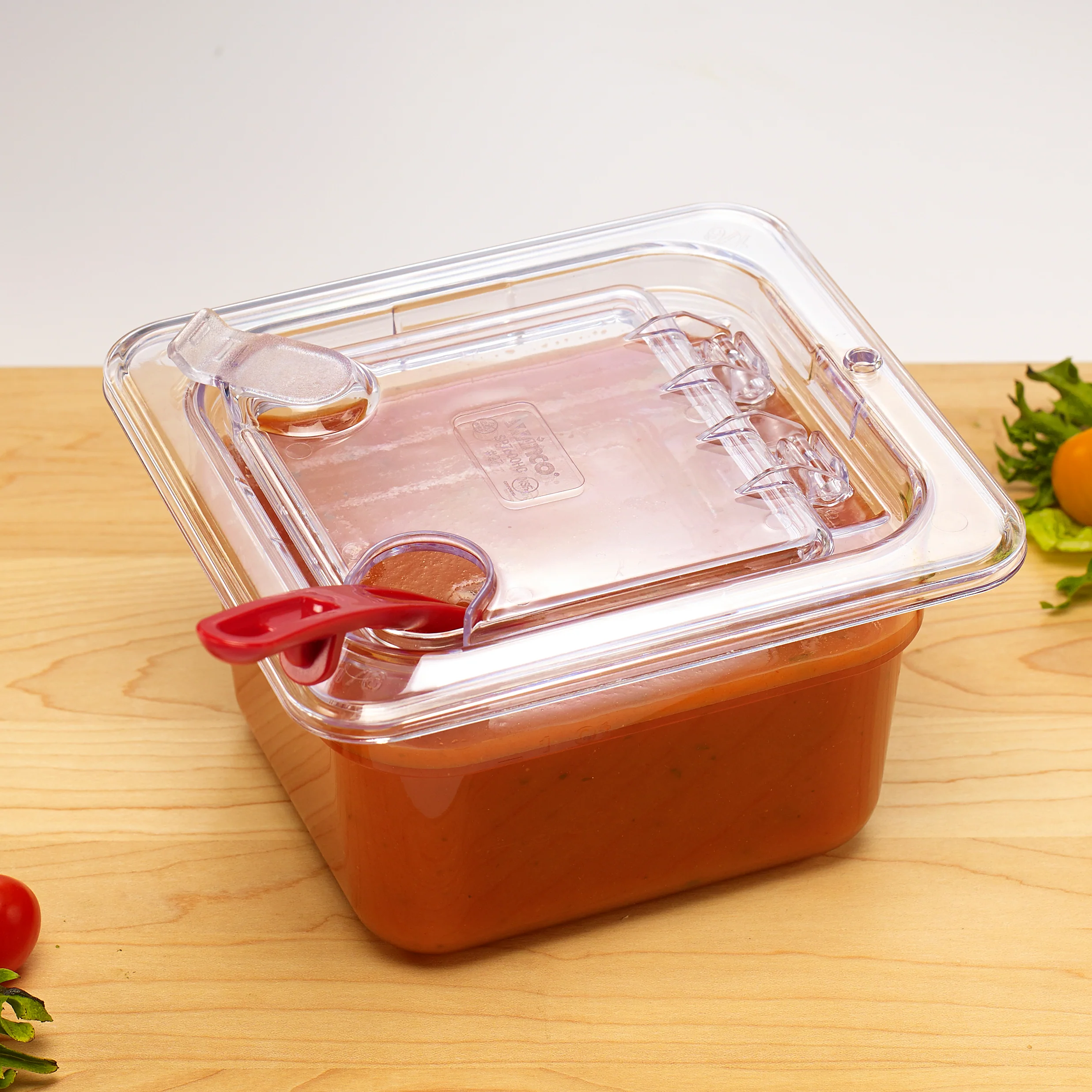 Winco SP7600H 1/6 Size Hinged Food Pan Cover Polycarbonate Clear - Image 3