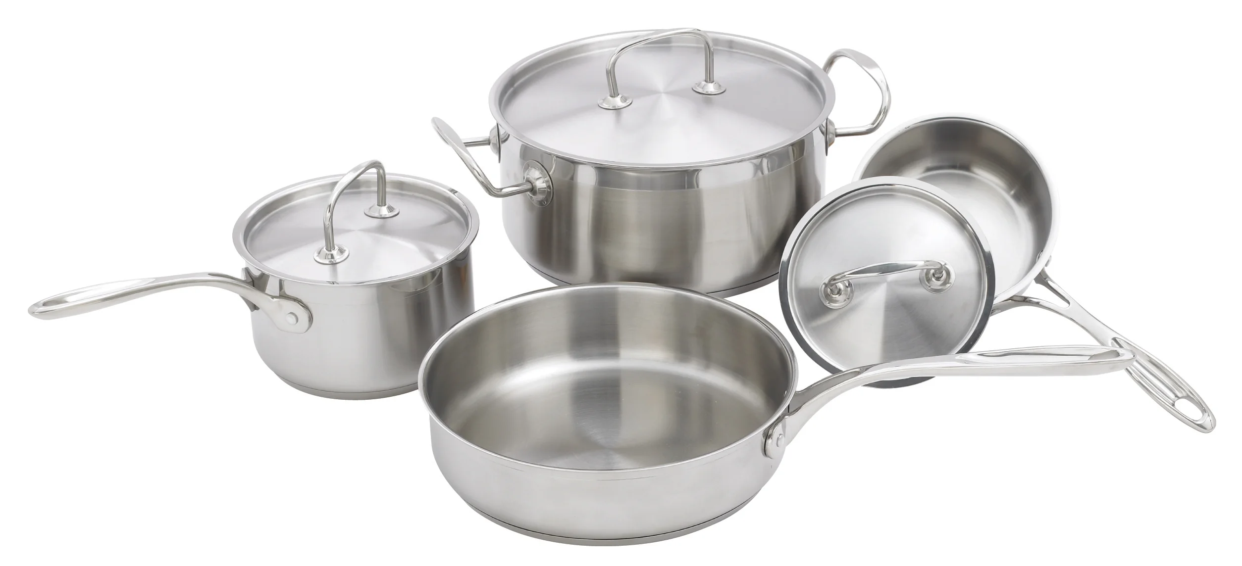 Induction Cookware Set 7-Piece - Winco SPC-7H Premium Stainless with Riveted Handles