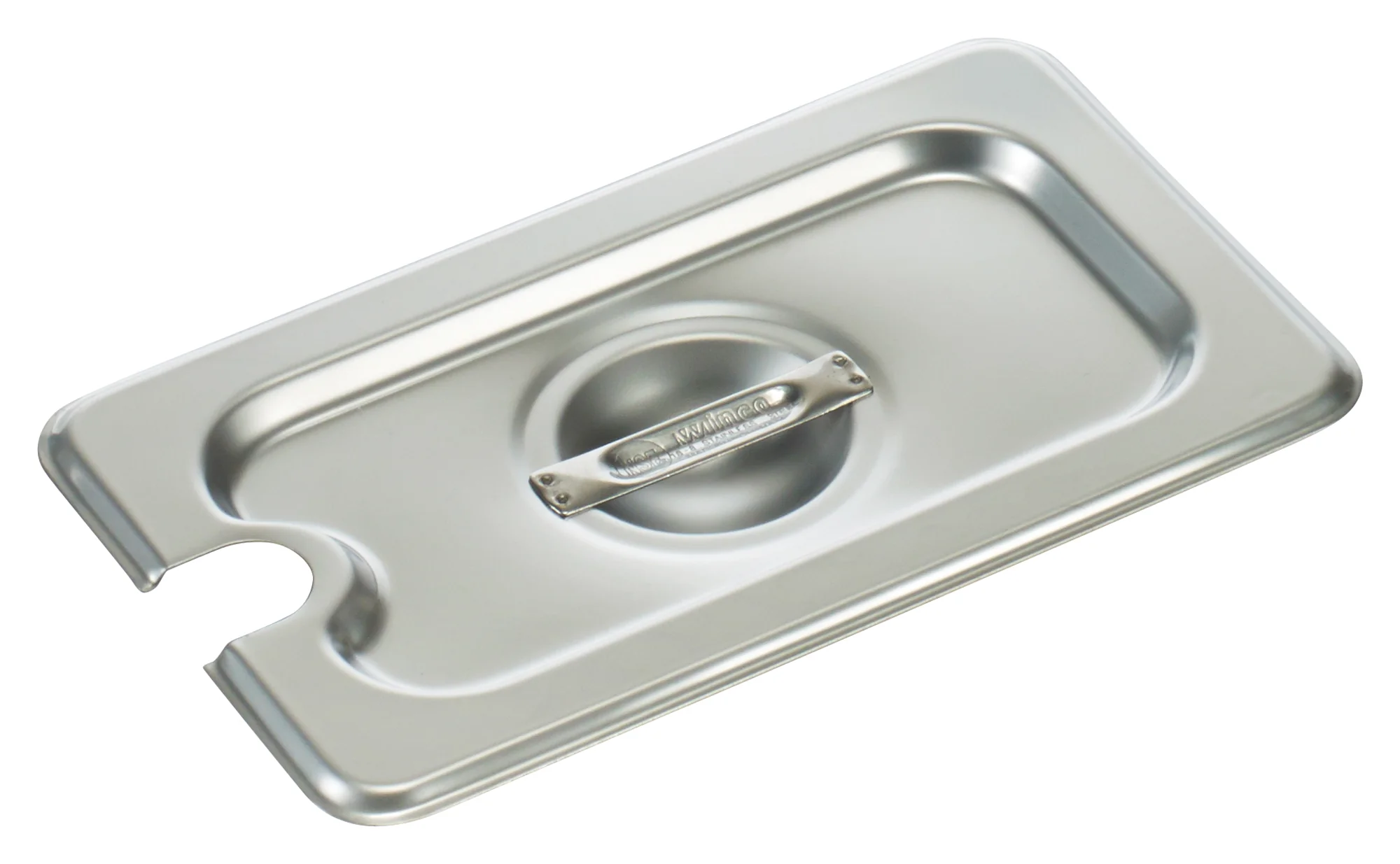 Winco SPCN 1/9 Size Slotted Steam Table Pan Cover with Handle Stainless Steel - Image 2