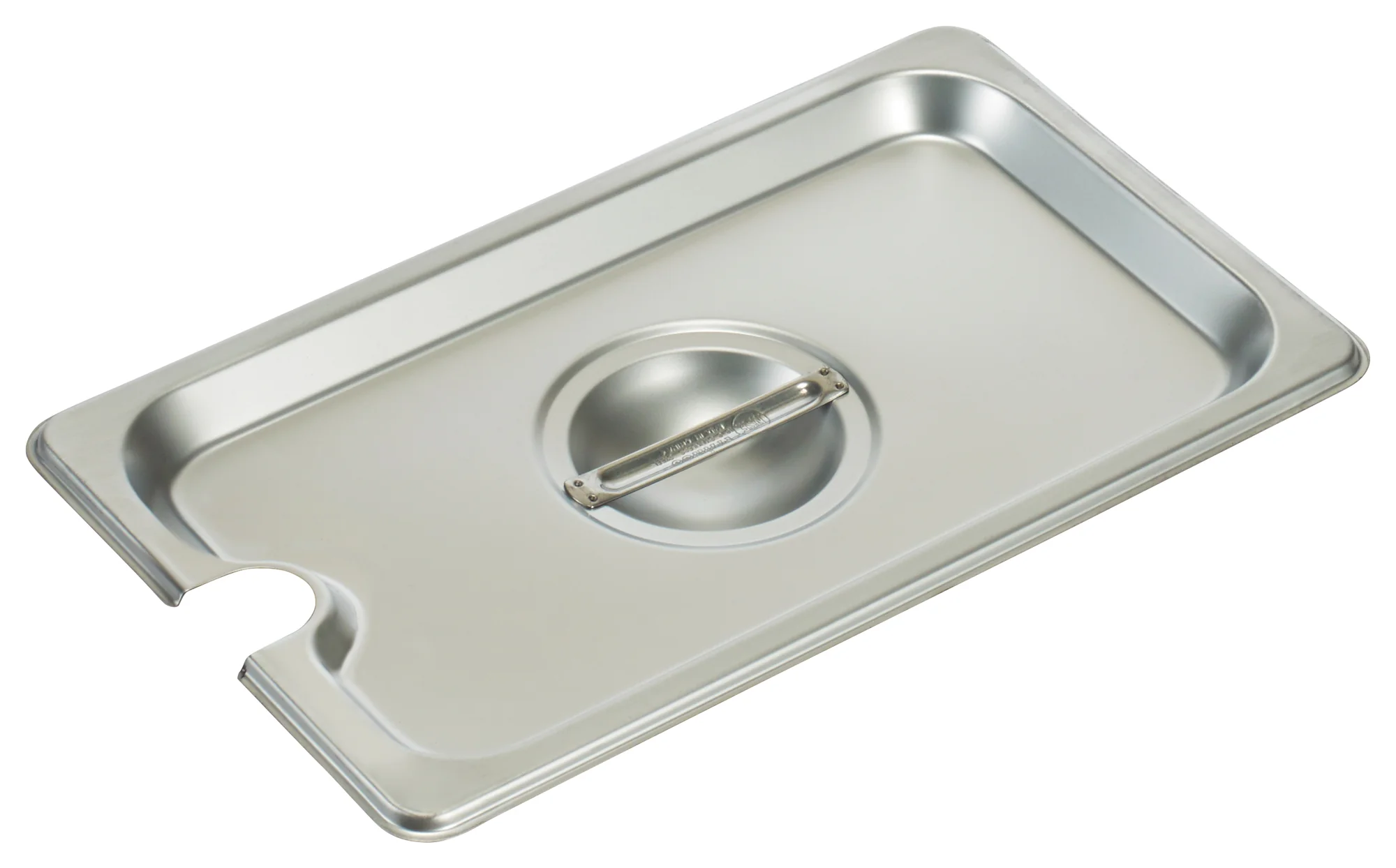 Winco SPCQ 1/4 Size Slotted Steam Table Pan Cover with Handle Stainless Steel - Image 2