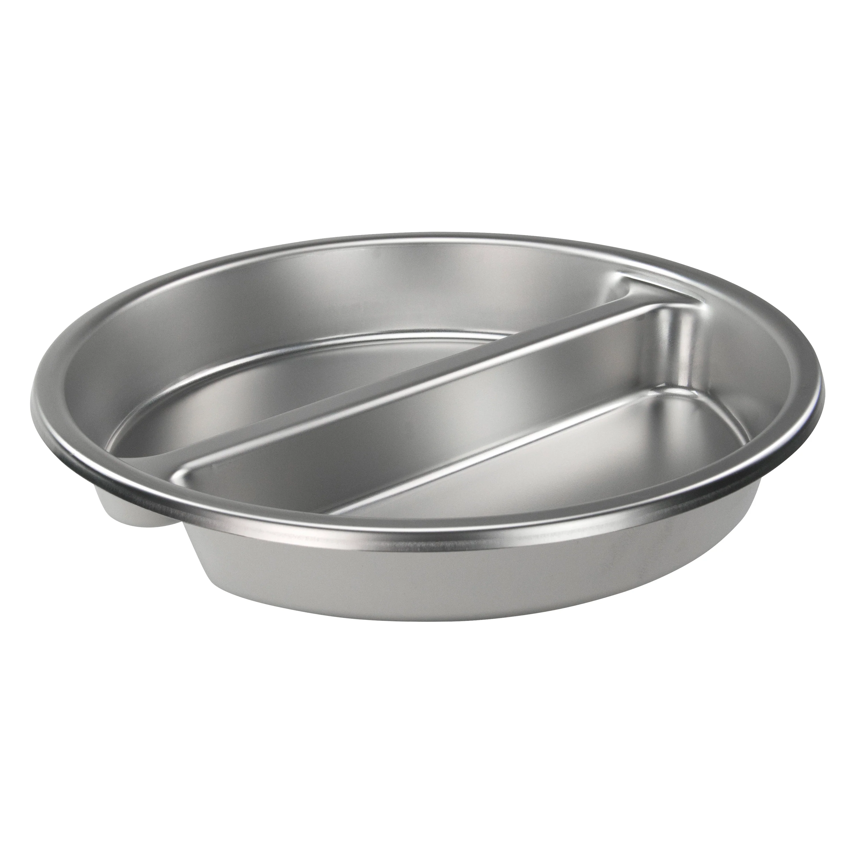 Winco 6 Quart Divided Round Chafer Food Pan - Stainless Steel - Image 2
