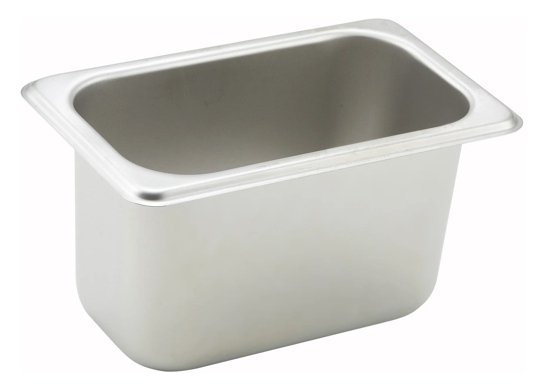 Winco SPN4 6-3/4 Inch 1/9 Size Steam Table Pan 25 Gauge Stainless Steel with Straight Sides