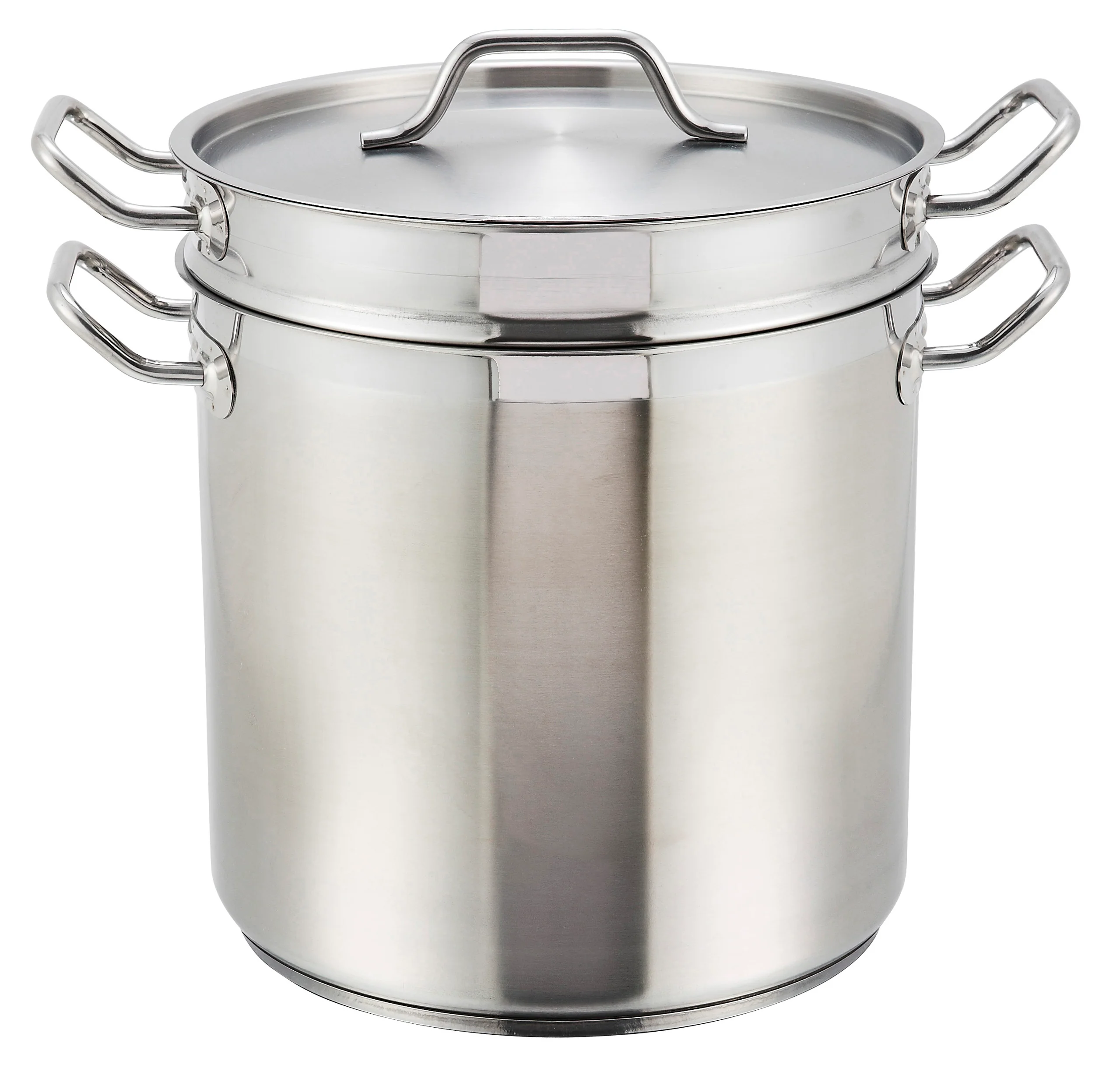 Winco SSDB-12 12 Quart Double Boiler Induction Ready with Cover Aluminum and Stainless Steel