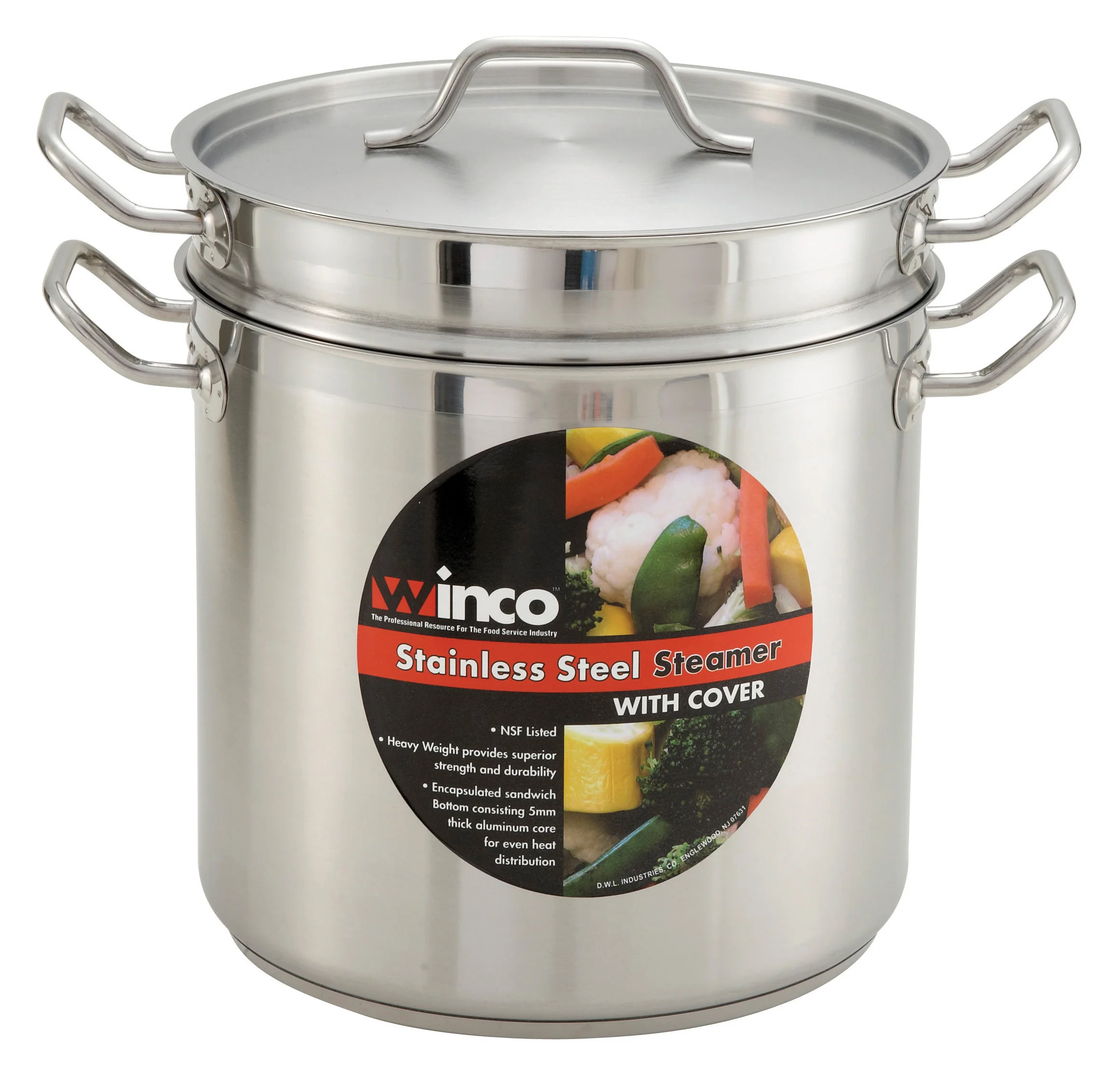 Winco 16 Quart Stainless Steel Induction Steamer & Pasta Cooker Set - Image 3