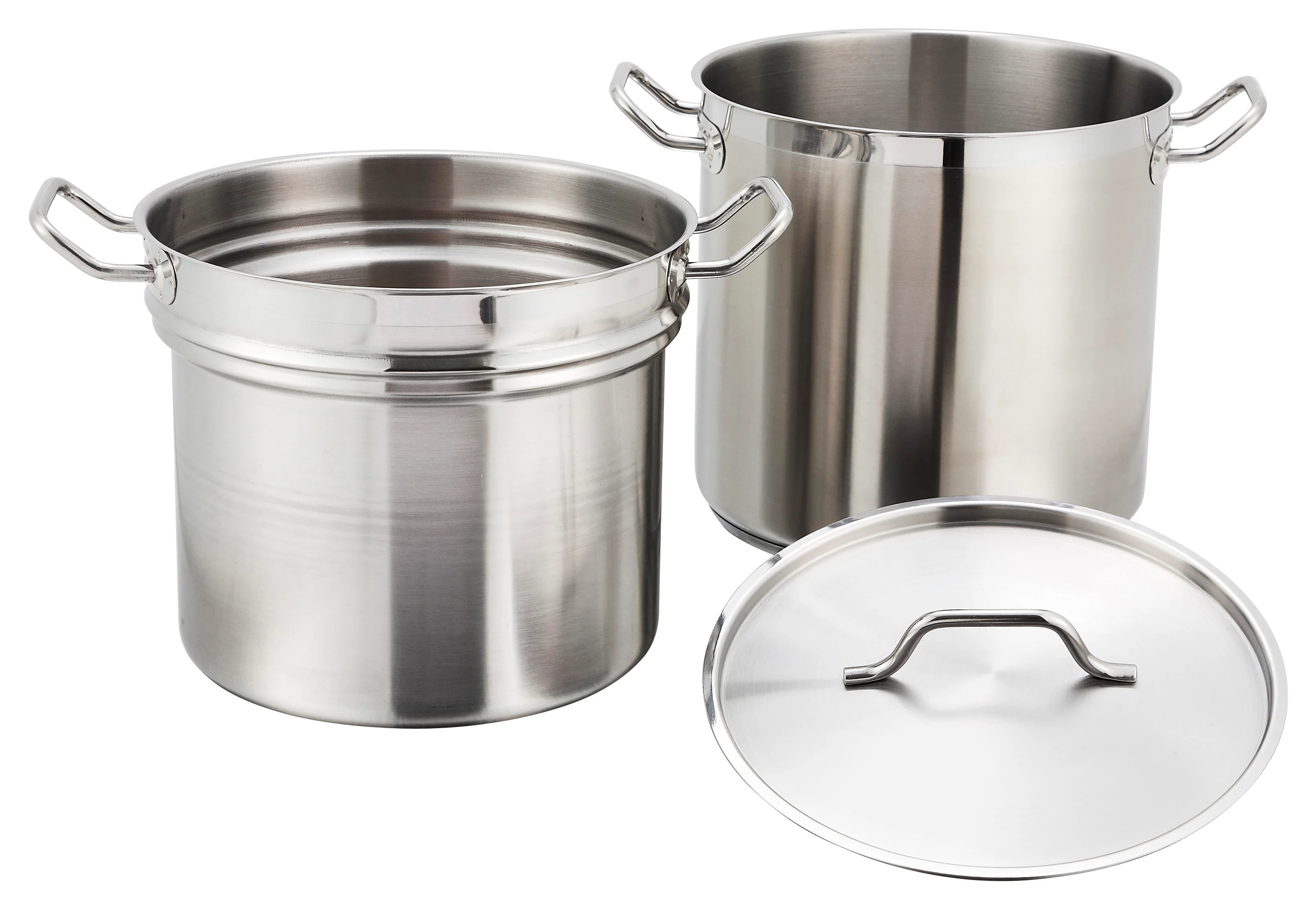 Winco SSDB-8 8 Quart Double Boiler Induction Ready with Cover Aluminum and Stainless Steel - Image 2