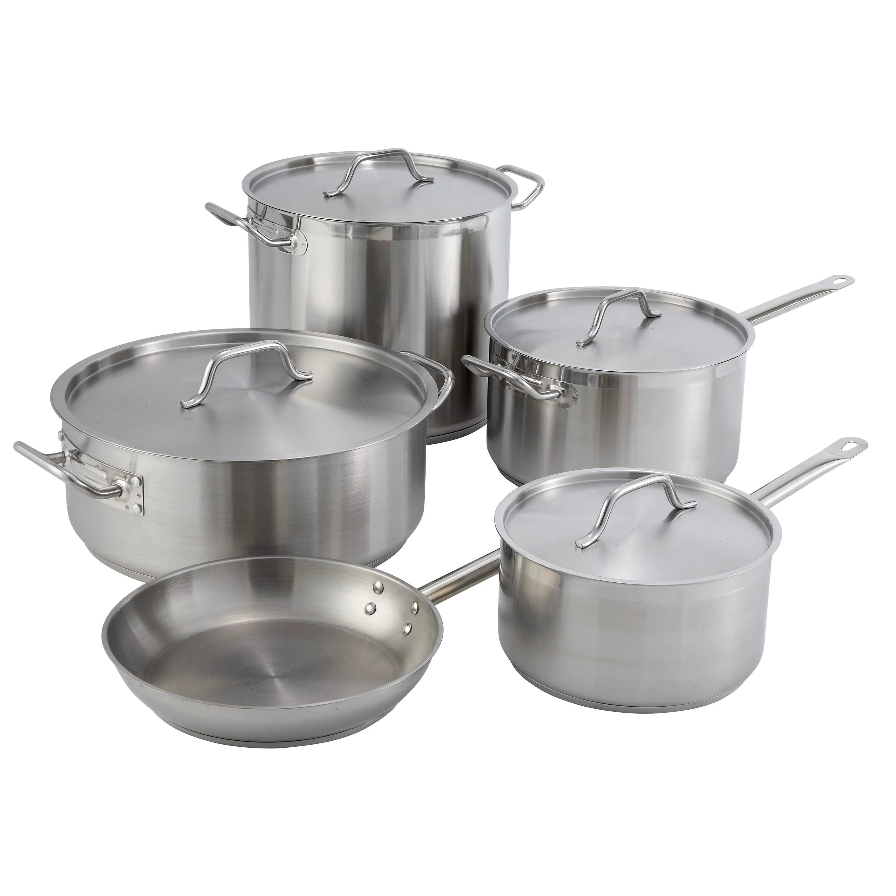 Winco SSFP-8 8 Inch Fry Pan Induction Ready Riveted Handle Tri-Ply Aluminum Core Stainless Steel - Image 2