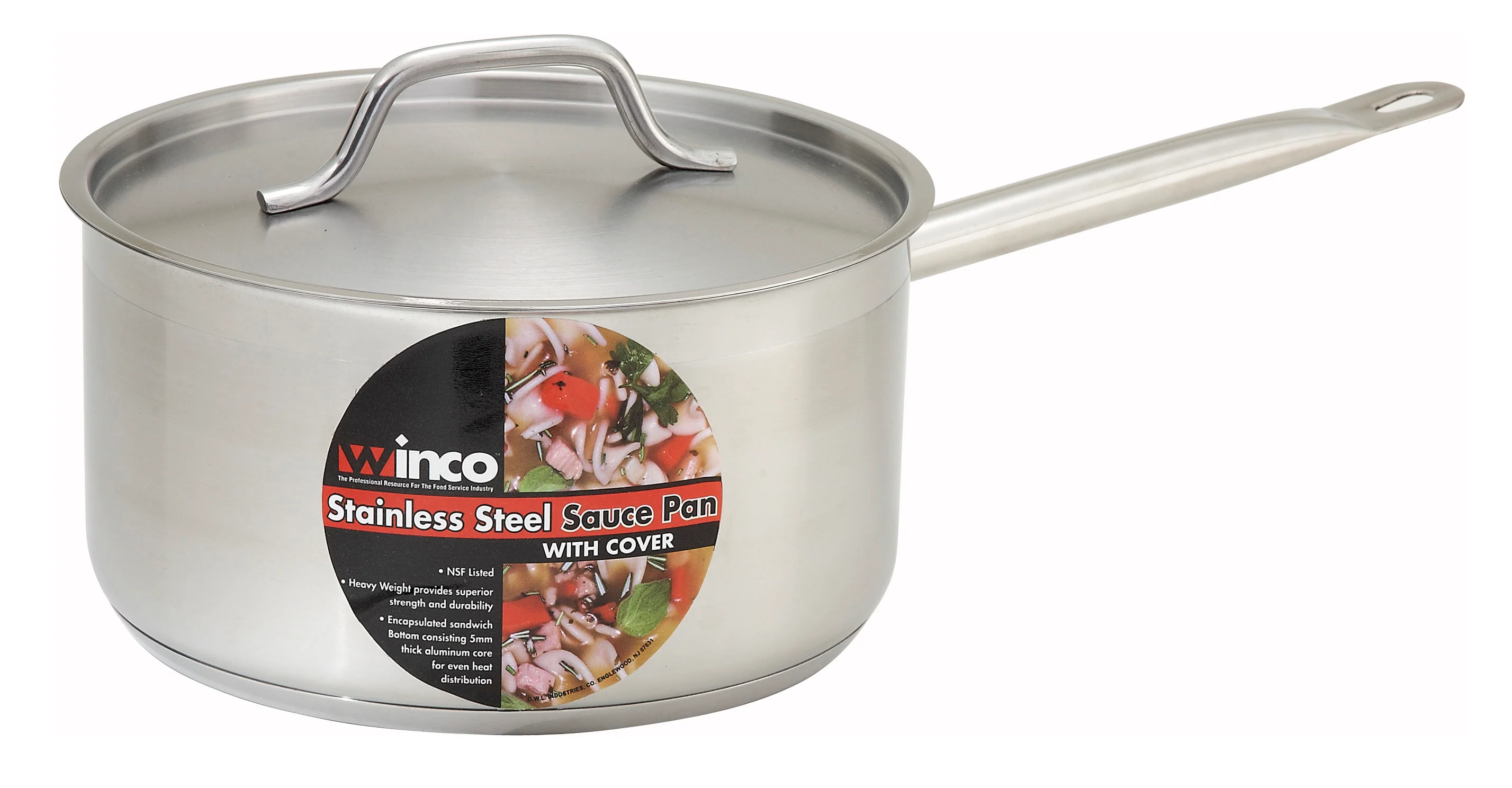 Winco SSSP-2 2 Quart Premium Sauce Pan with Cover Stainless Steel - Image 4