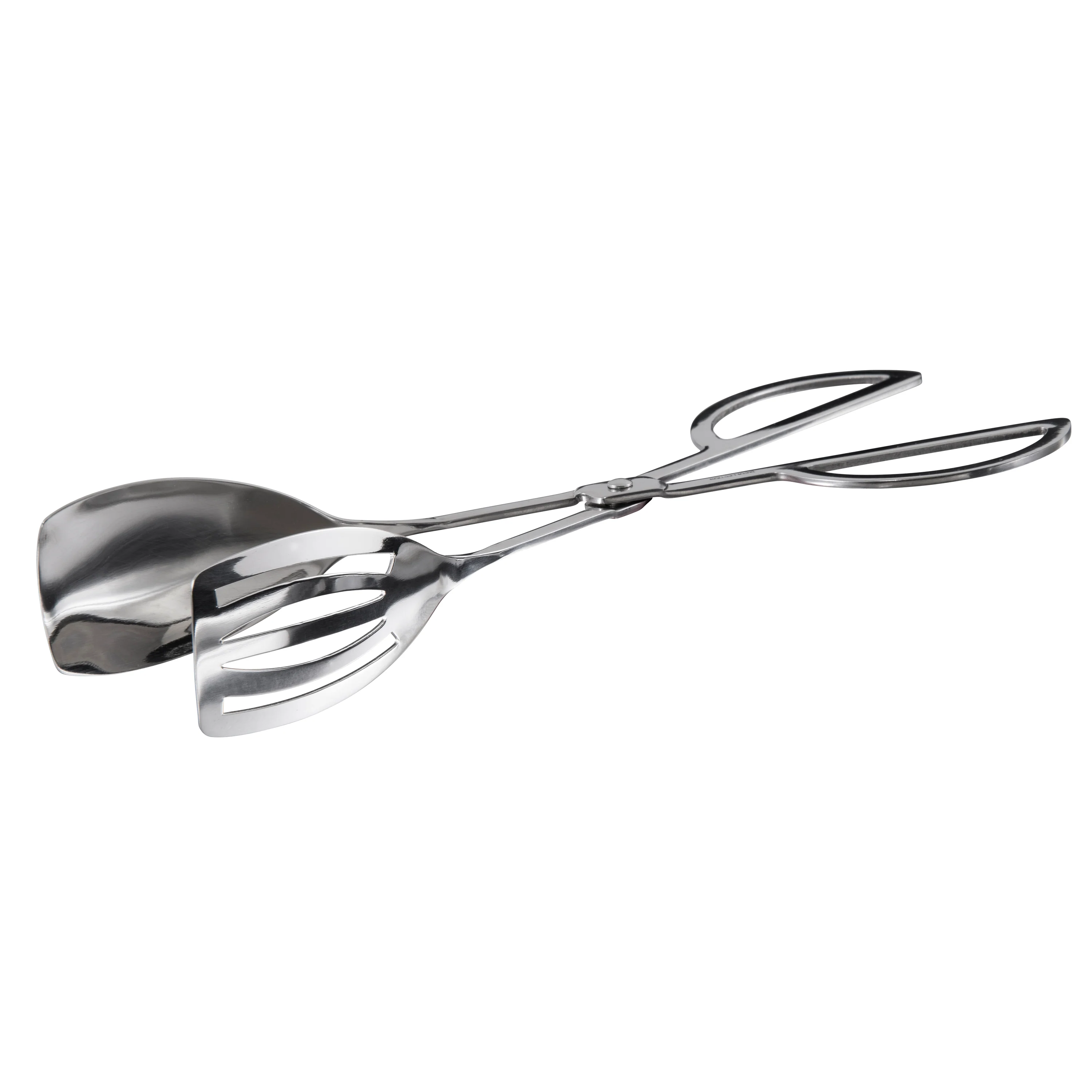 Winco ST-10S 10 Inch Stainless Steel Slotted Solid Spatula Scissor Tongs - Image 3