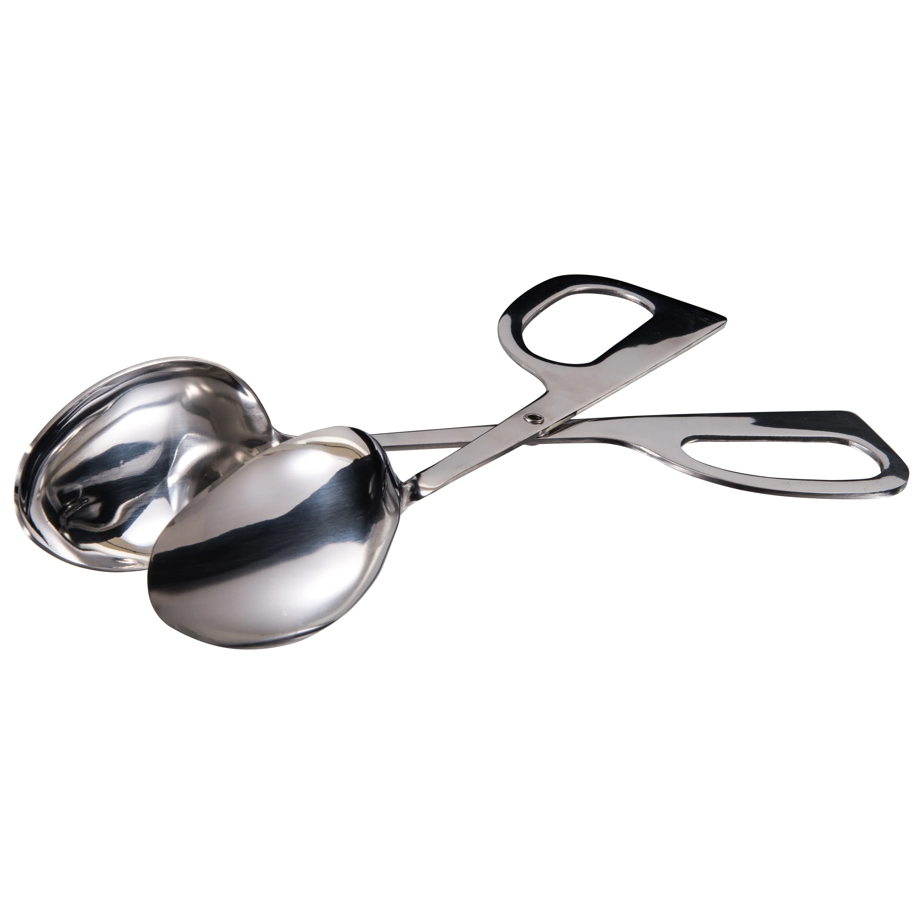 Winco ST-2 10 Inch Salad Tongs Double Spoon Stainless Steel Mirror Finish - Image 2