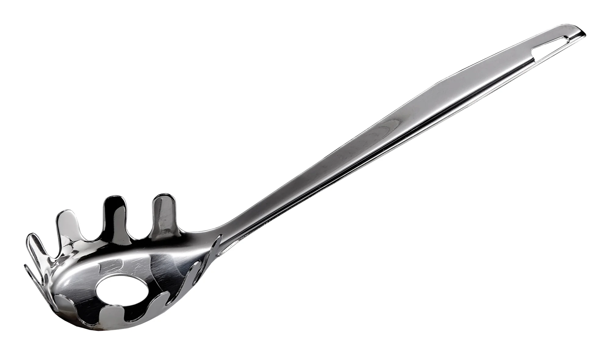 Winco STS-9 9 Inch Stainless Steel Spaghetti Server with Perforated Bowl - Image 2
