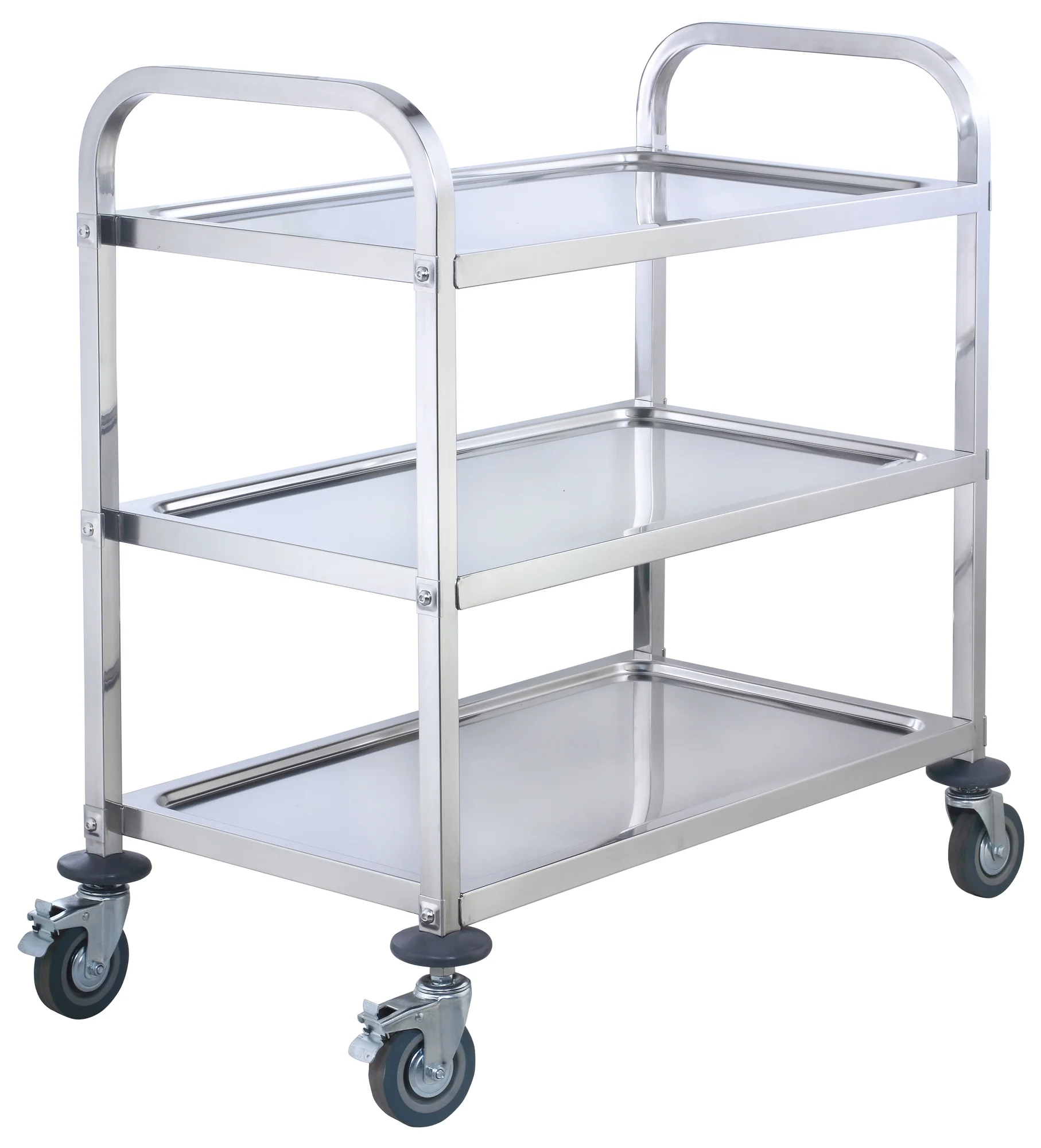 Winco SUC-50 37 Inch Wide 3-tier Stainless Steel Trolley with Wheels