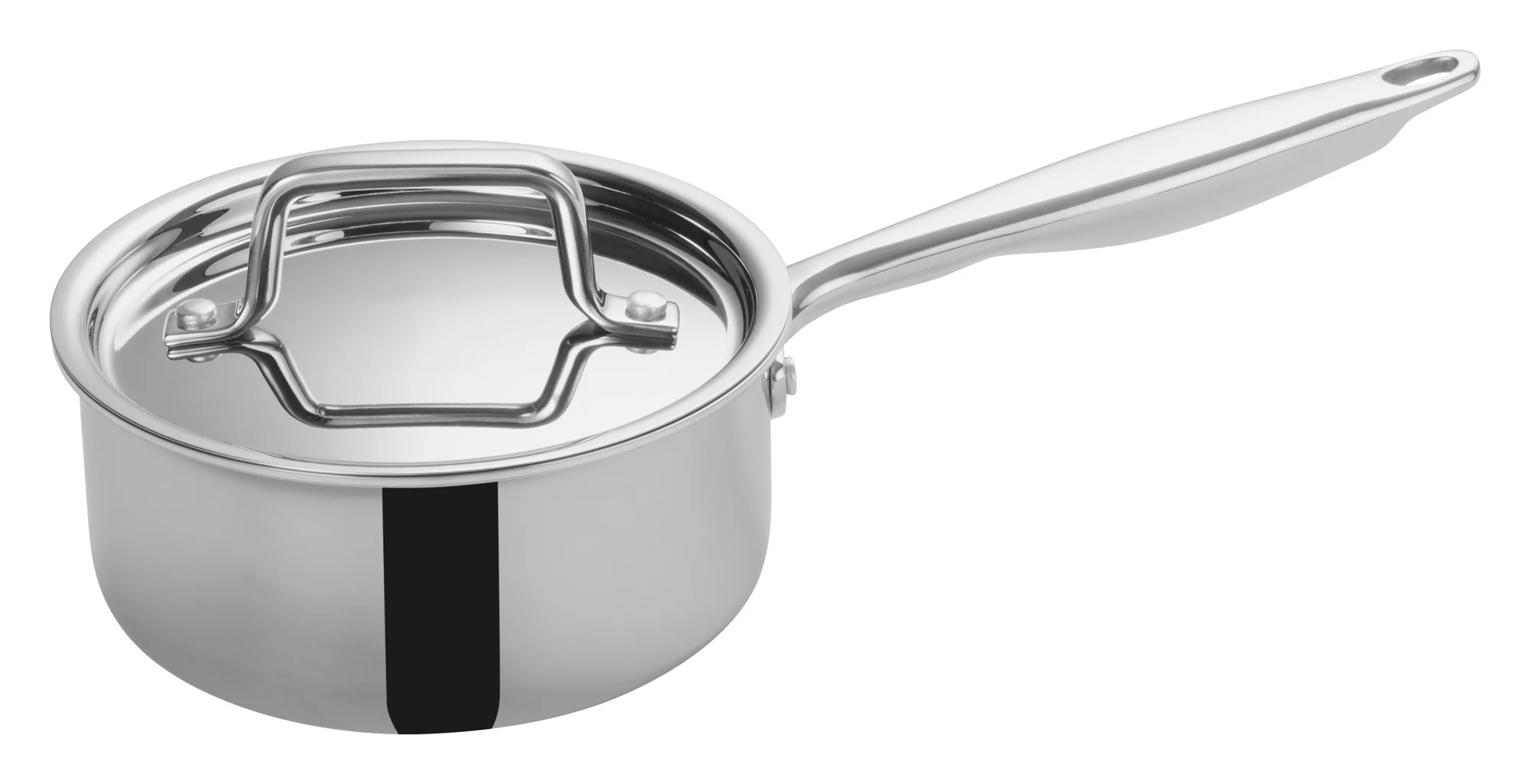 Winco TGAP-2 1-1/2 Quart Induction-Ready Sauce Pan with Cover Triply Construction - Image 2