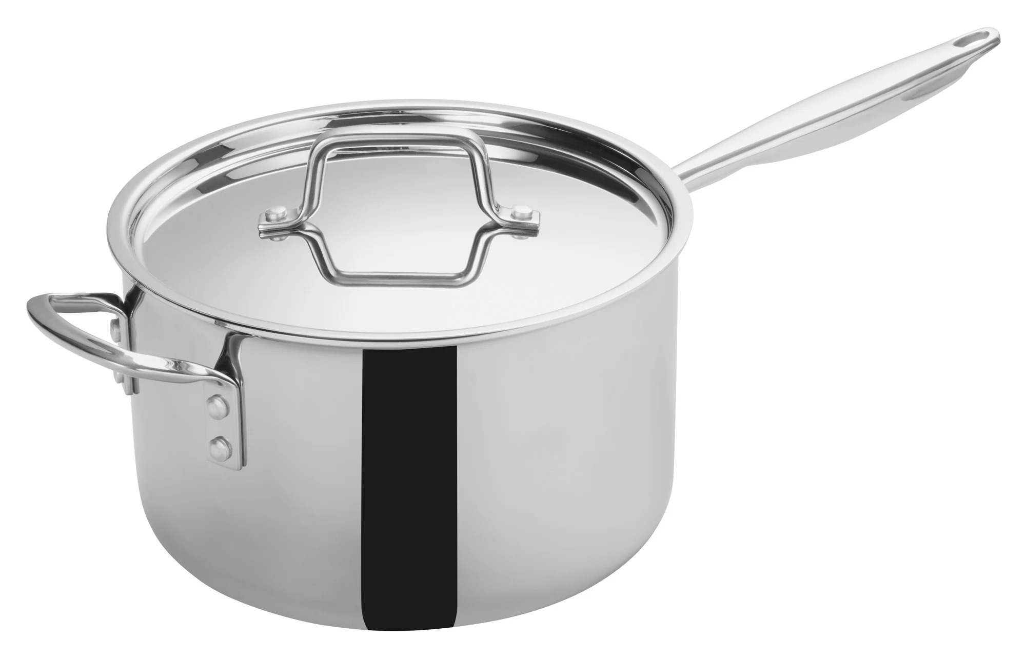 Winco TGAP-7 7 Quart Induction Ready Sauce Pan with Cover and Helper Handle - Image 2