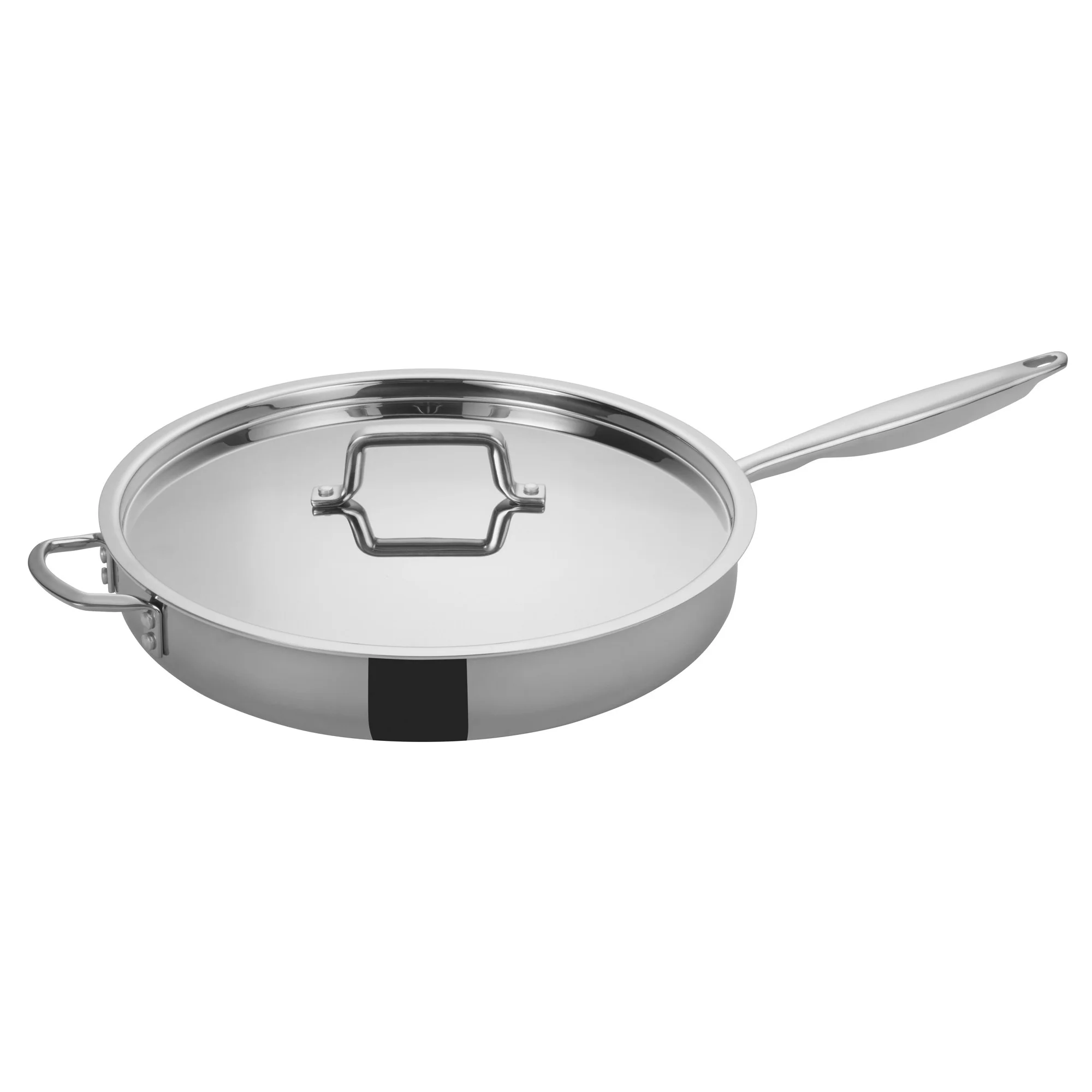 Winco TGET-7 7 Quart Induction Ready Sauté Pan with Cover and Helper Handle - Image 2