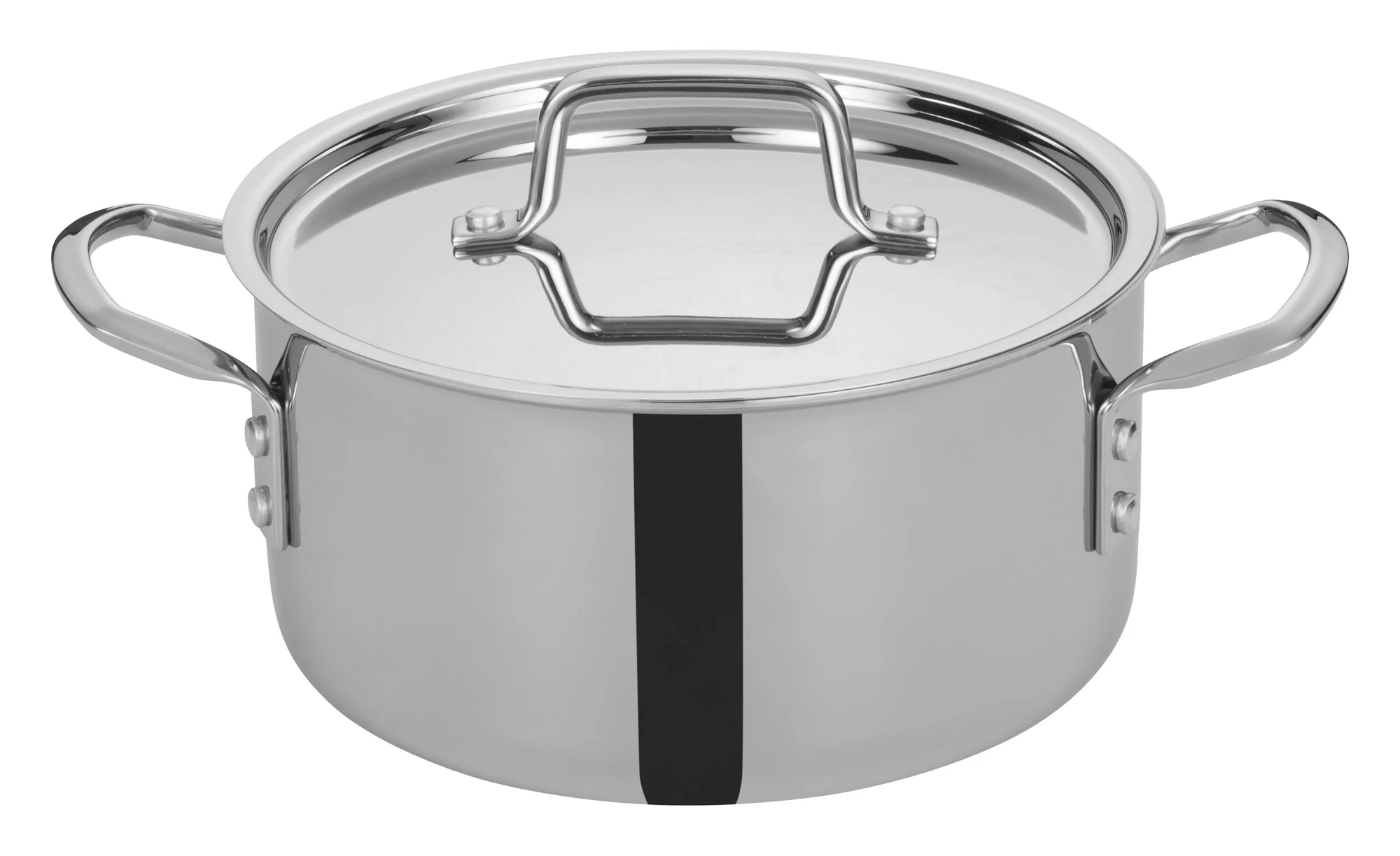 Winco TGSP-4 4-1/2 Quart Induction Ready Stock Pot with Cover Stainless Steel - Image 2