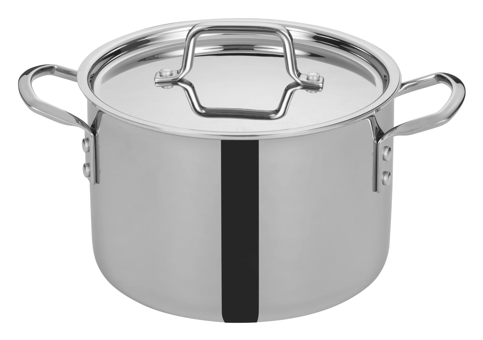 Winco TGSP-6 6 Qt Induction Ready Stock Pot with Cover Riveted Handles Stainless Steel - Image 2
