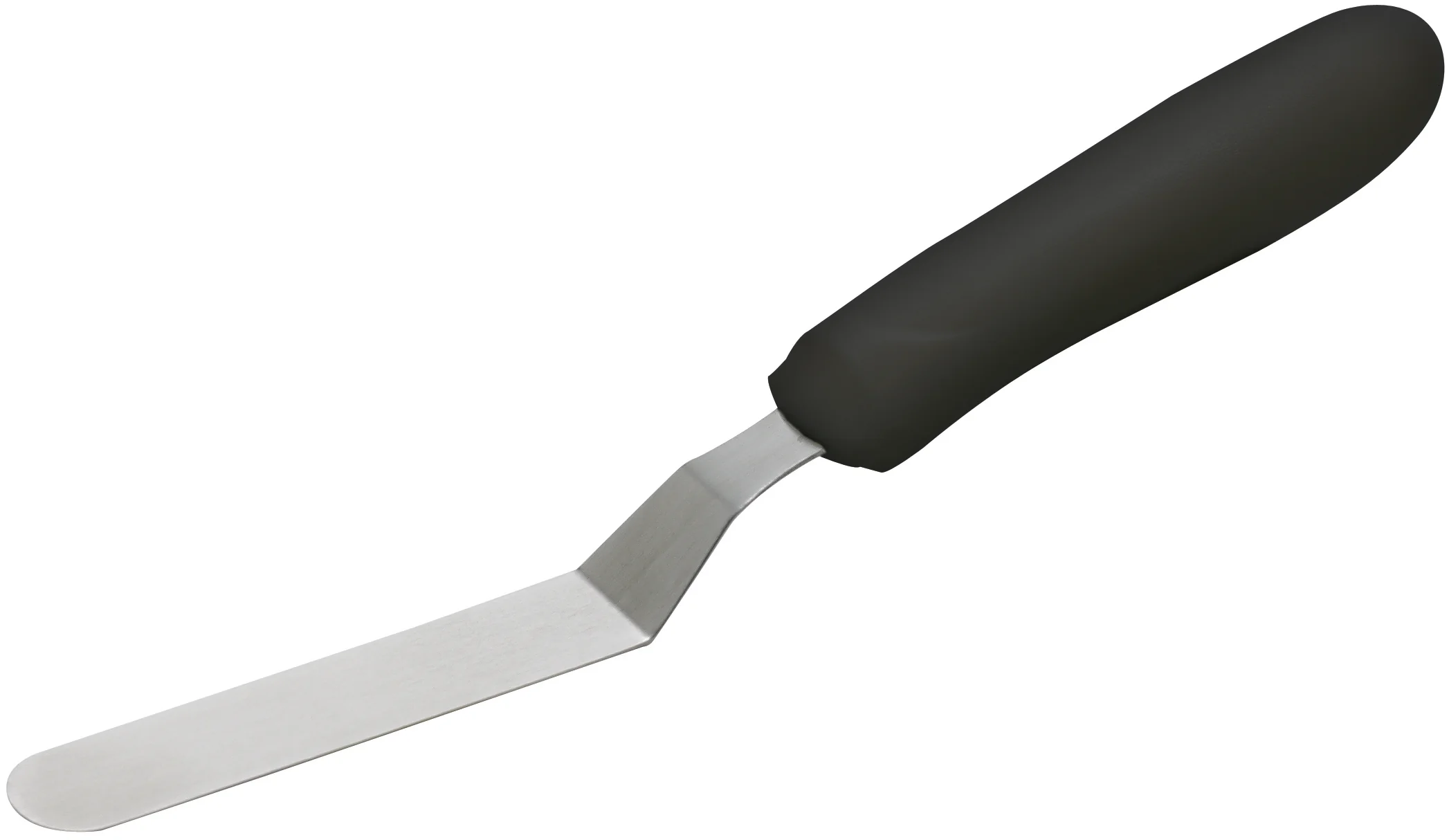 Winco TKPO-4 3-1/2 Inch Offset Spatula Dishwasher Safe Slip-Resistant Handle Stainless Steel Black Satin Finish - Image 3
