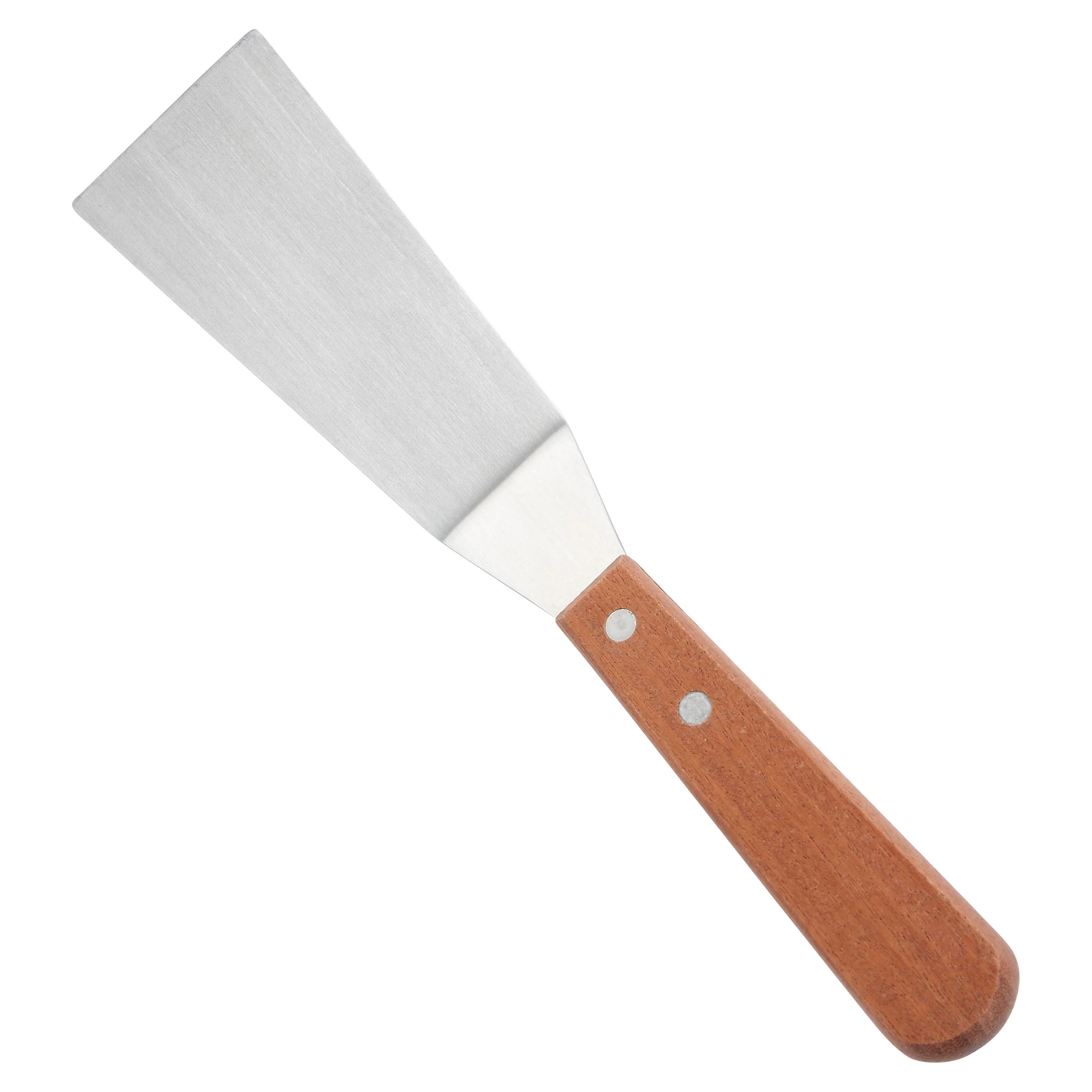 Winco TN165 4-1/4 Inch Blade Grill Spatula Wooden Handle Dishwasher Safe Stainless Steel Satin Finish - Image 2