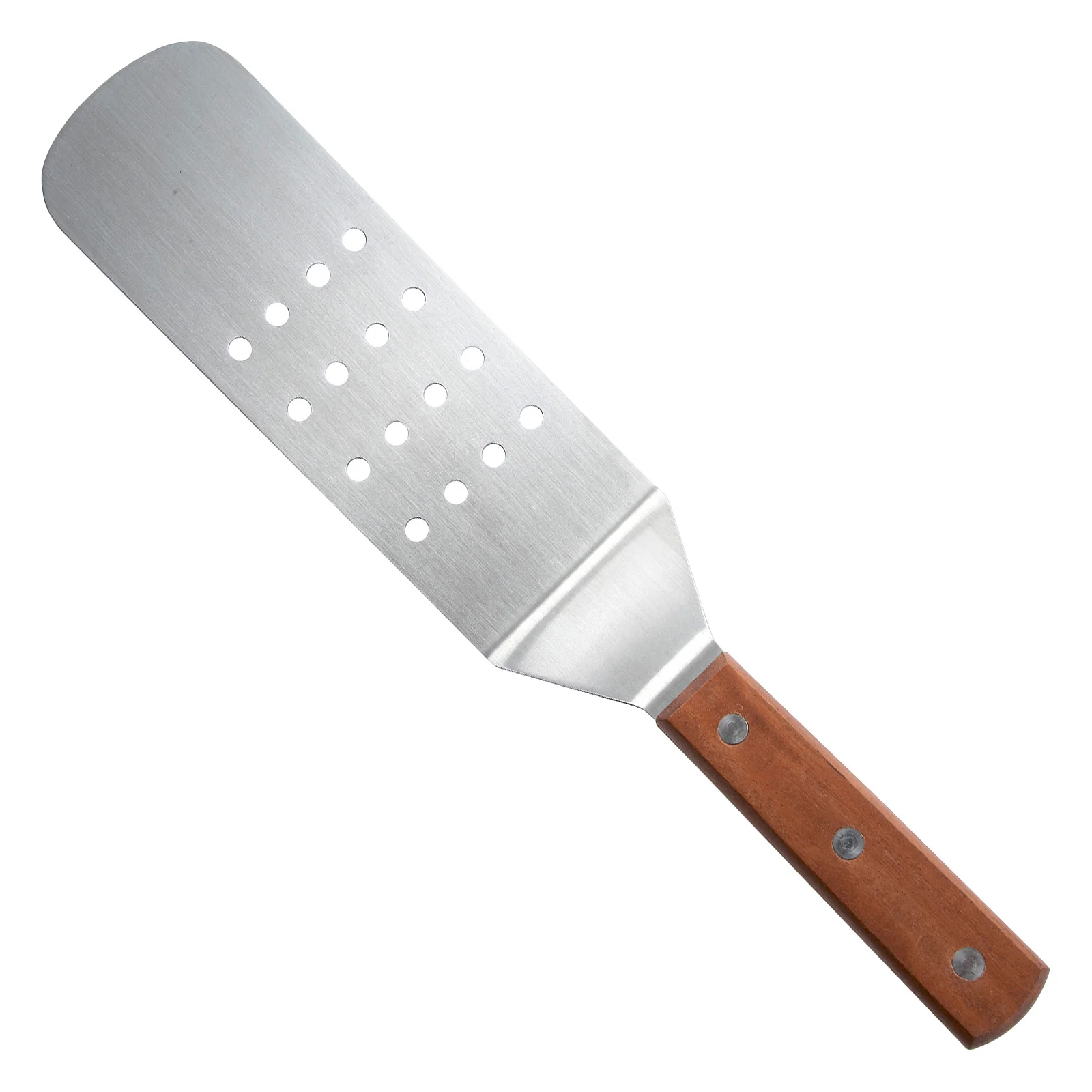 Winco TN409 8-1/4 Inch Perforated Turner Wooden Handle Stainless Steel - Image 2