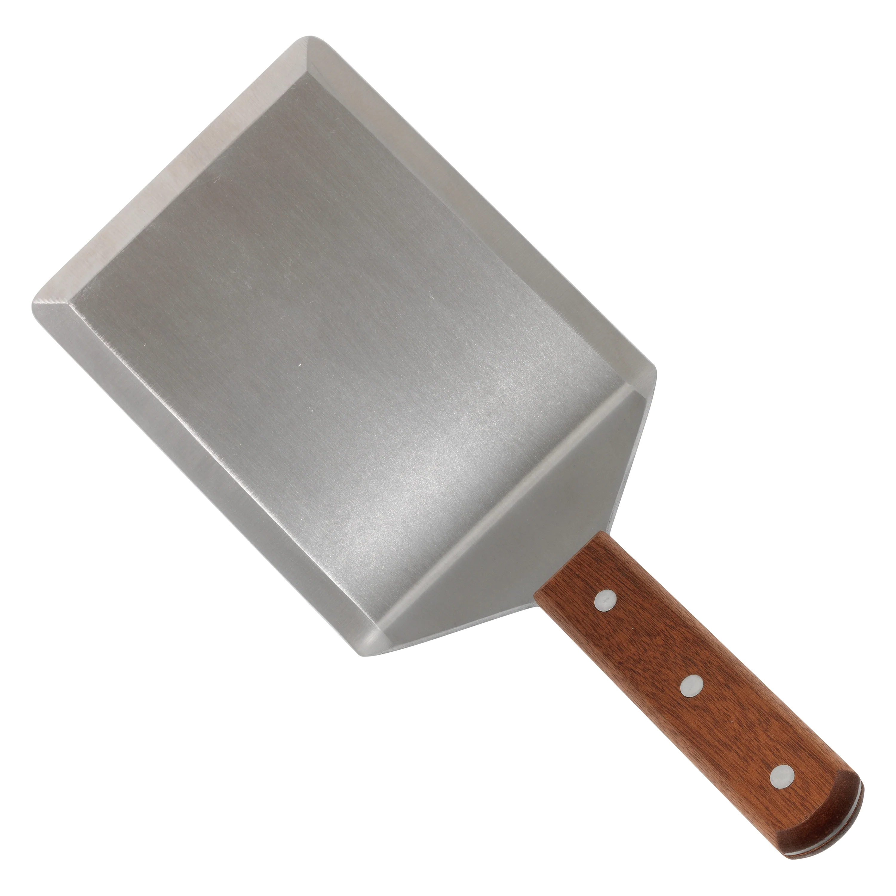 Winco TN56 5 Inch Blade Offset Turner Wooden Handle with Cutting Edge Stainless Steel Satin Finish - Image 2