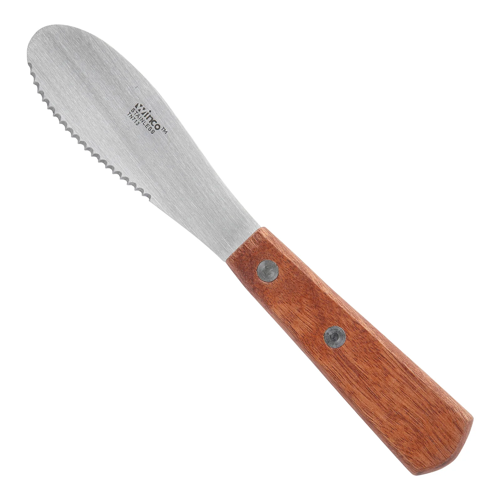 Winco TN713 7-1/2 Inch Overall Wooden Handle Sandwich Spreader Stainless Steel - Image 2