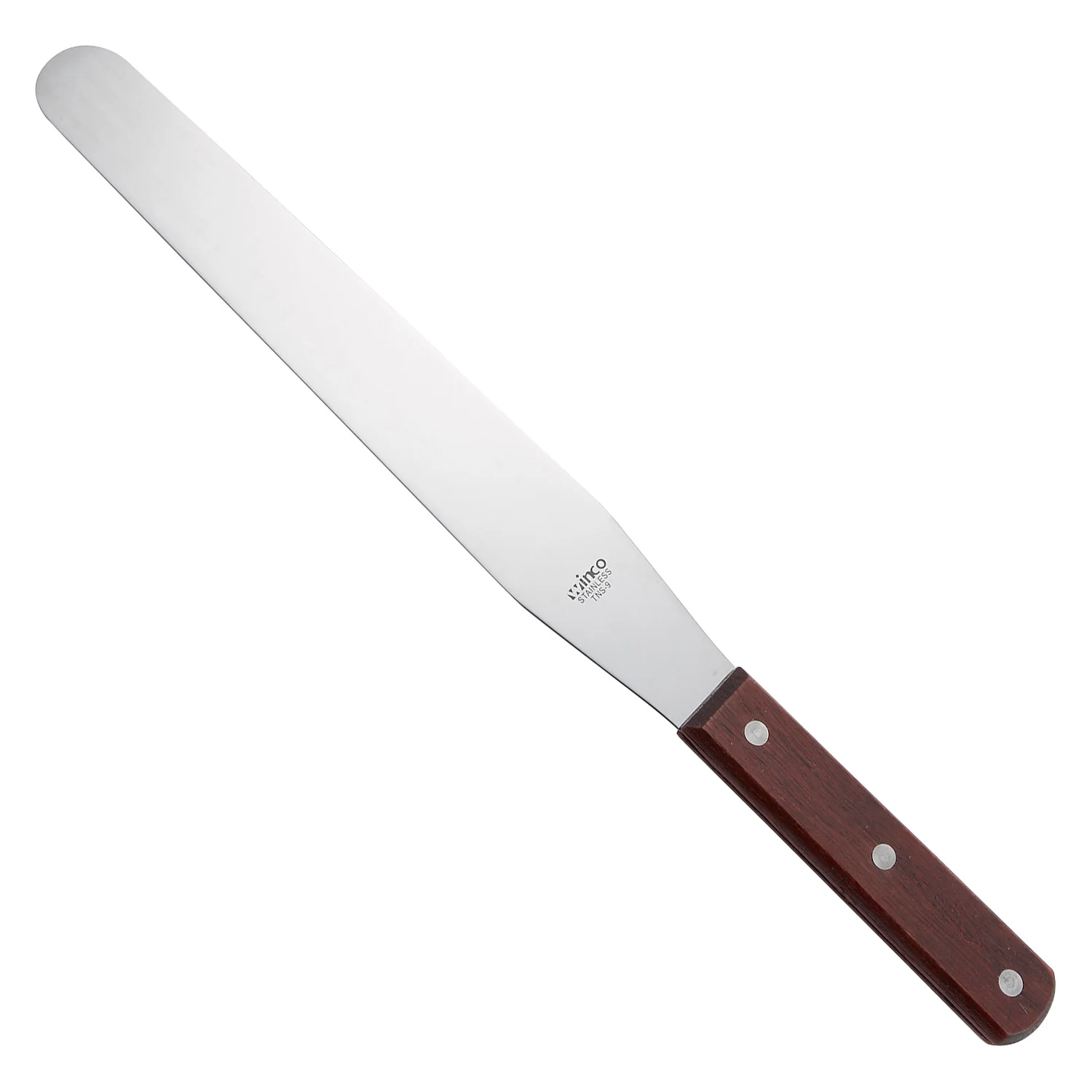 Winco TNS-9 10 Inch Wood Handle Bakery Spatula Stainless Steel Satin Finish - Image 2
