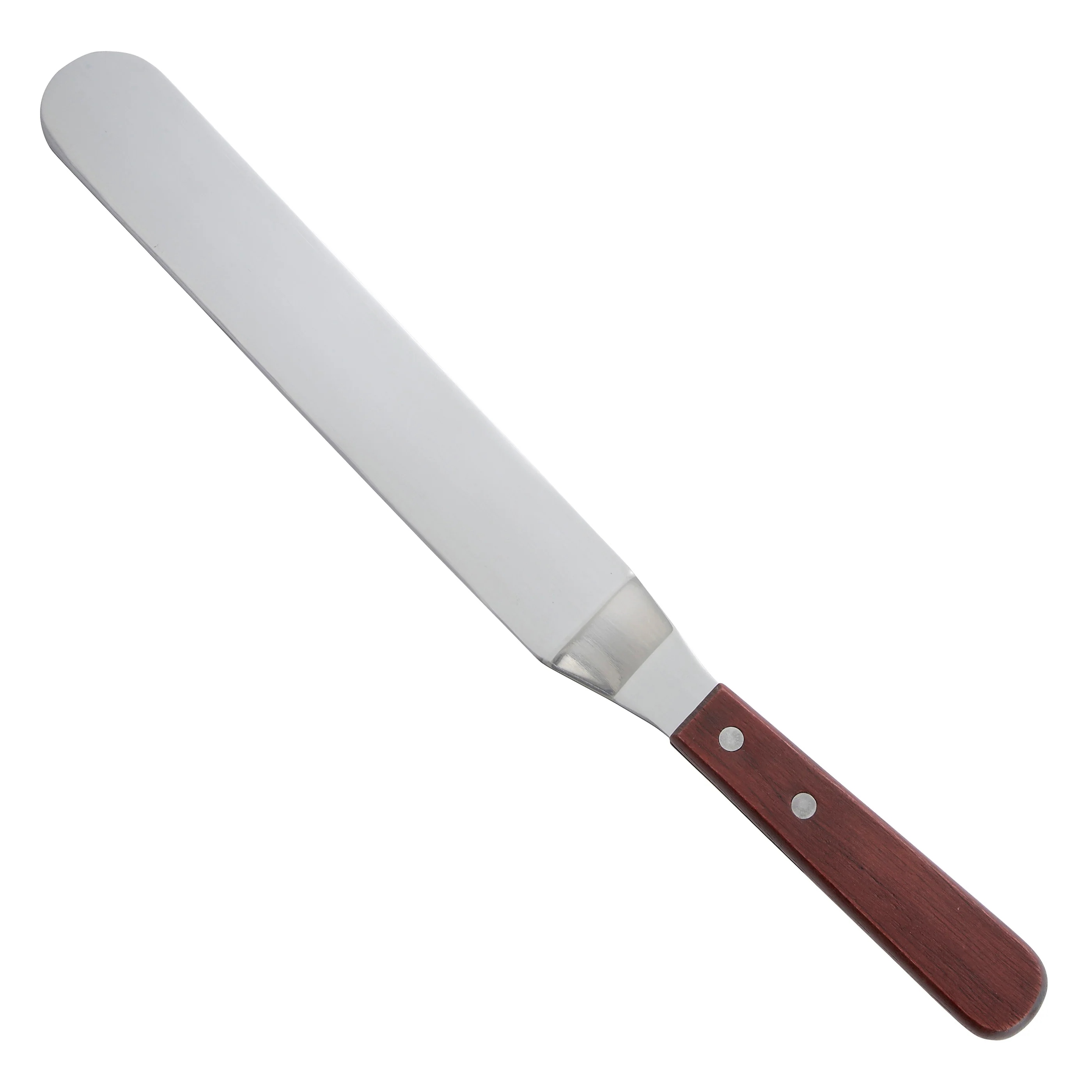 Winco TOS-9 8-1/2 Inch Dishwasher Safe Offset Spatula Wood Handle Satin Finish - Image 2