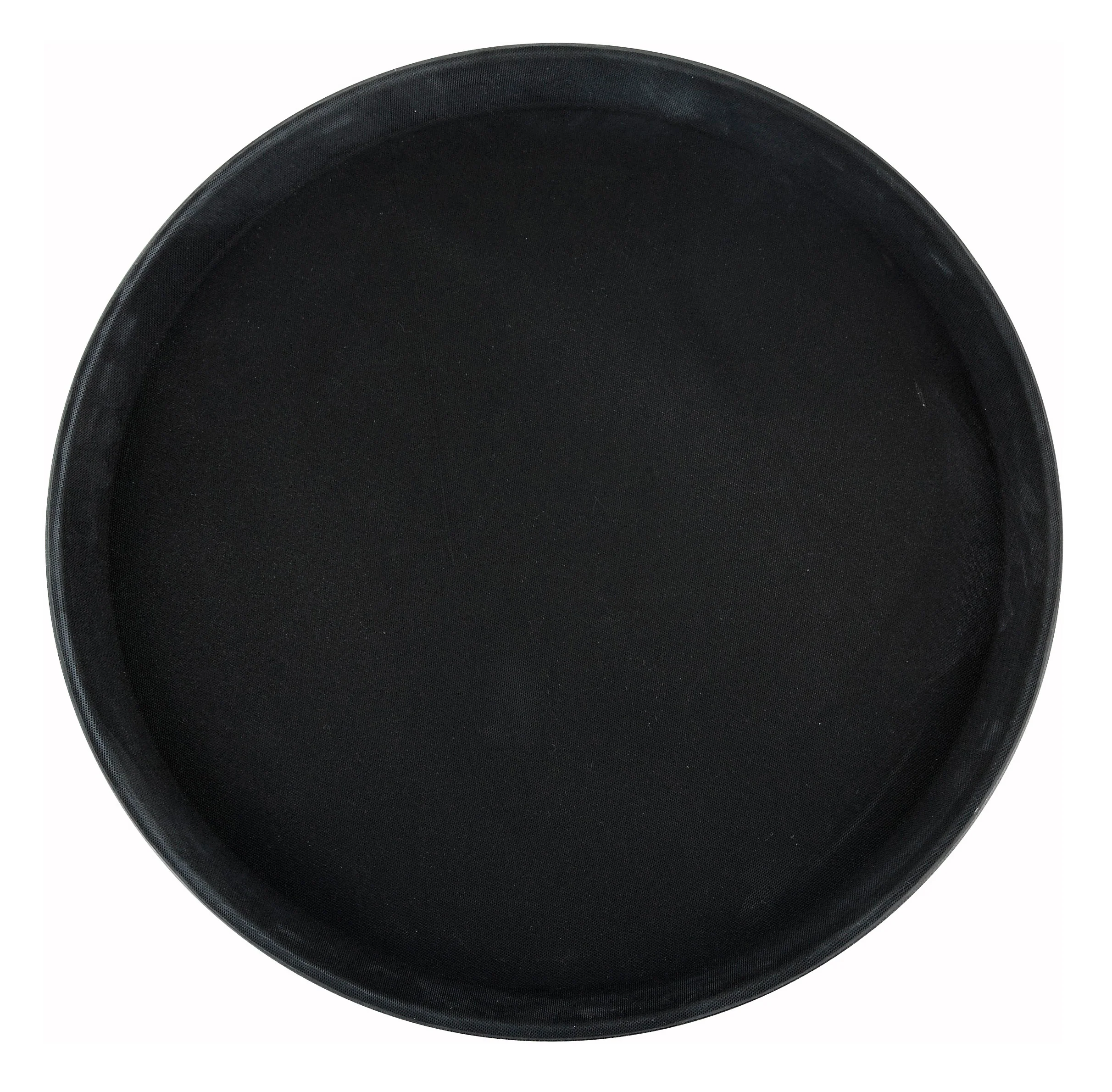 Winco 16" Round Non-Skid Serving Tray - Easy-Hold Black