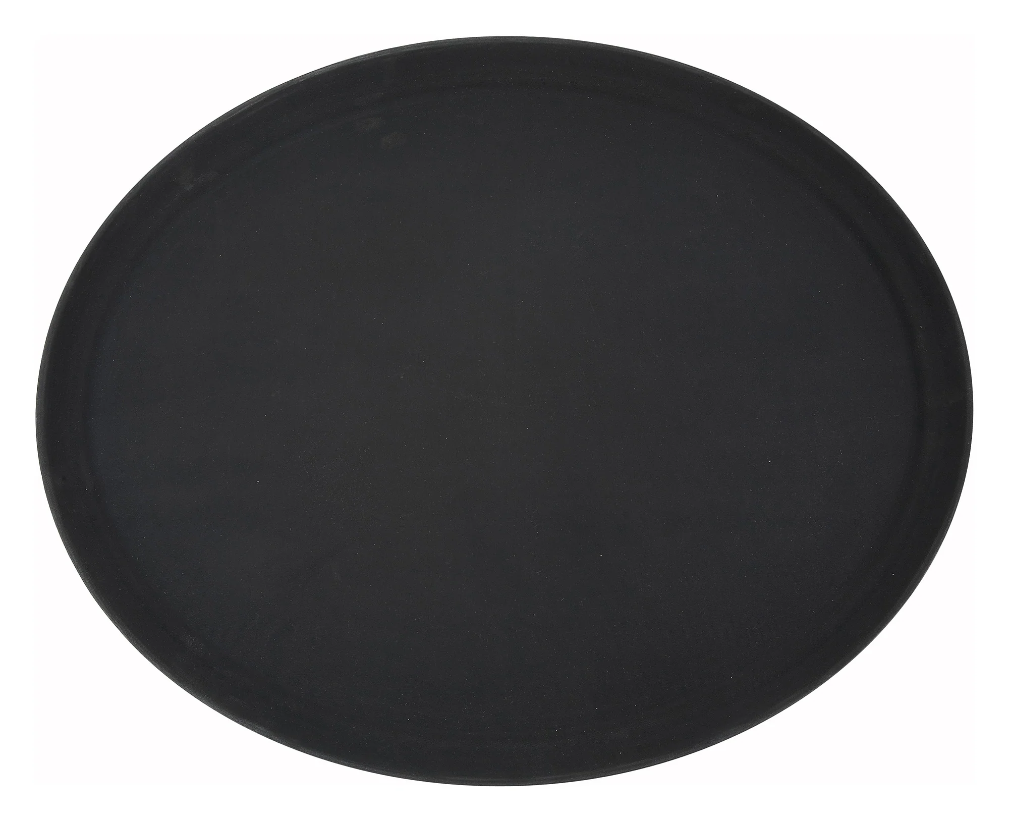 Winco TRH-2722K 27 Inch Oval Easy-Hold Tray Rubber Lined Plastic Black