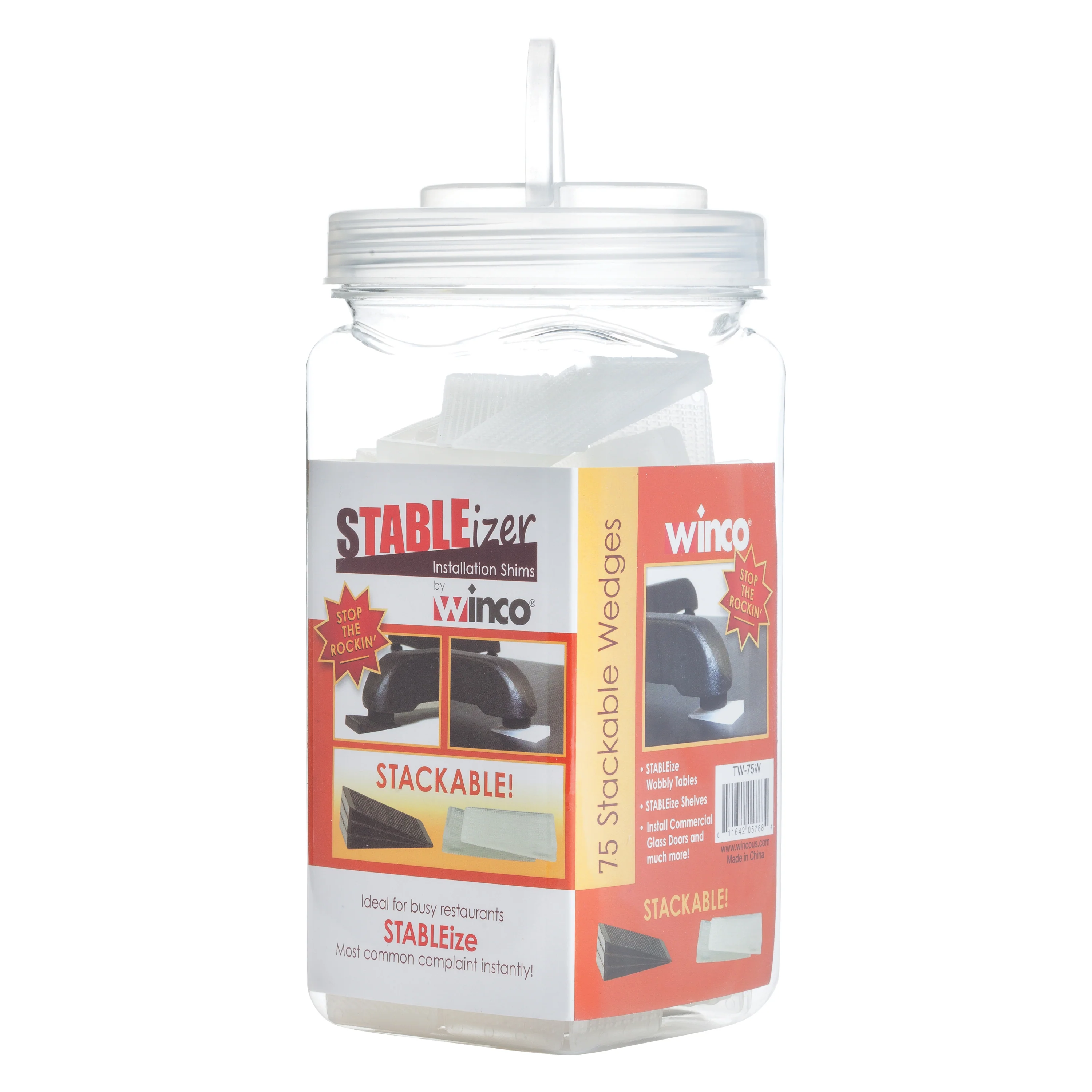 Winco TW-75W 2 Inch Stabilizer Table Wedge BPA Free Plastic 75 Packs - Image 4