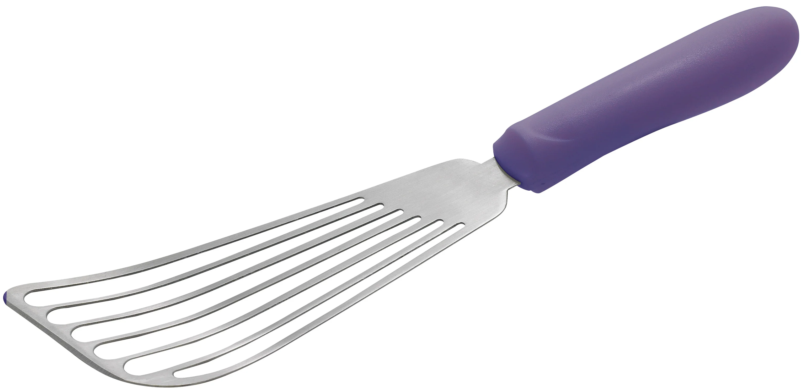 Winco TWP-60P 6-3/4 Inch Turner Slotted Stainless Steel Fish Spatula with Purple Handle