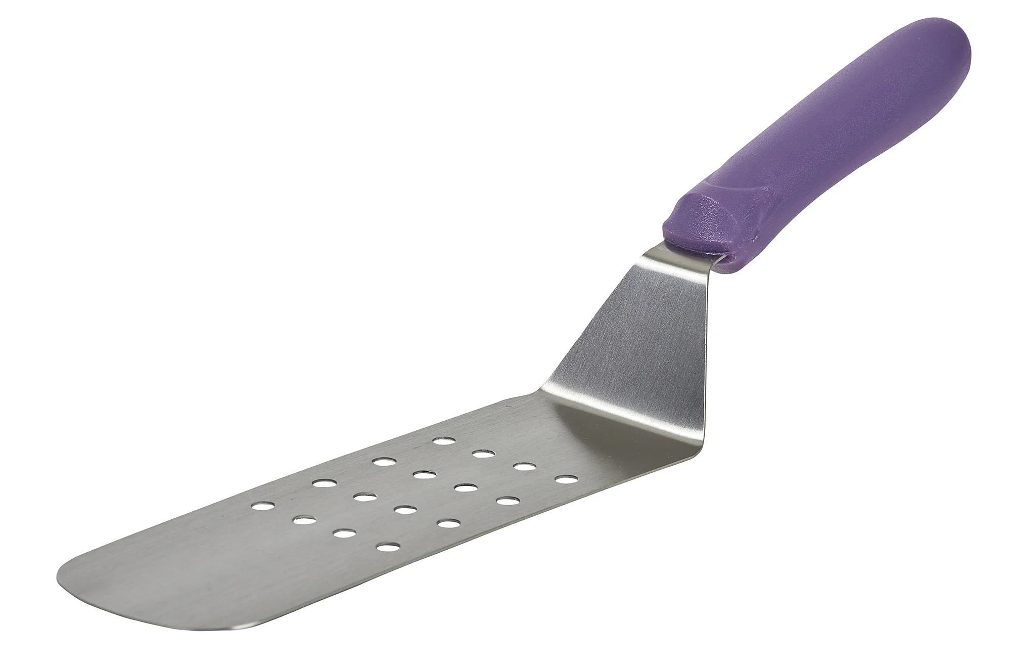Winco TWP-91P 8-1/4 Inch Perforated Turner Flexible Dishwasher Safe Purple Handle Stainless Steel - Image 2