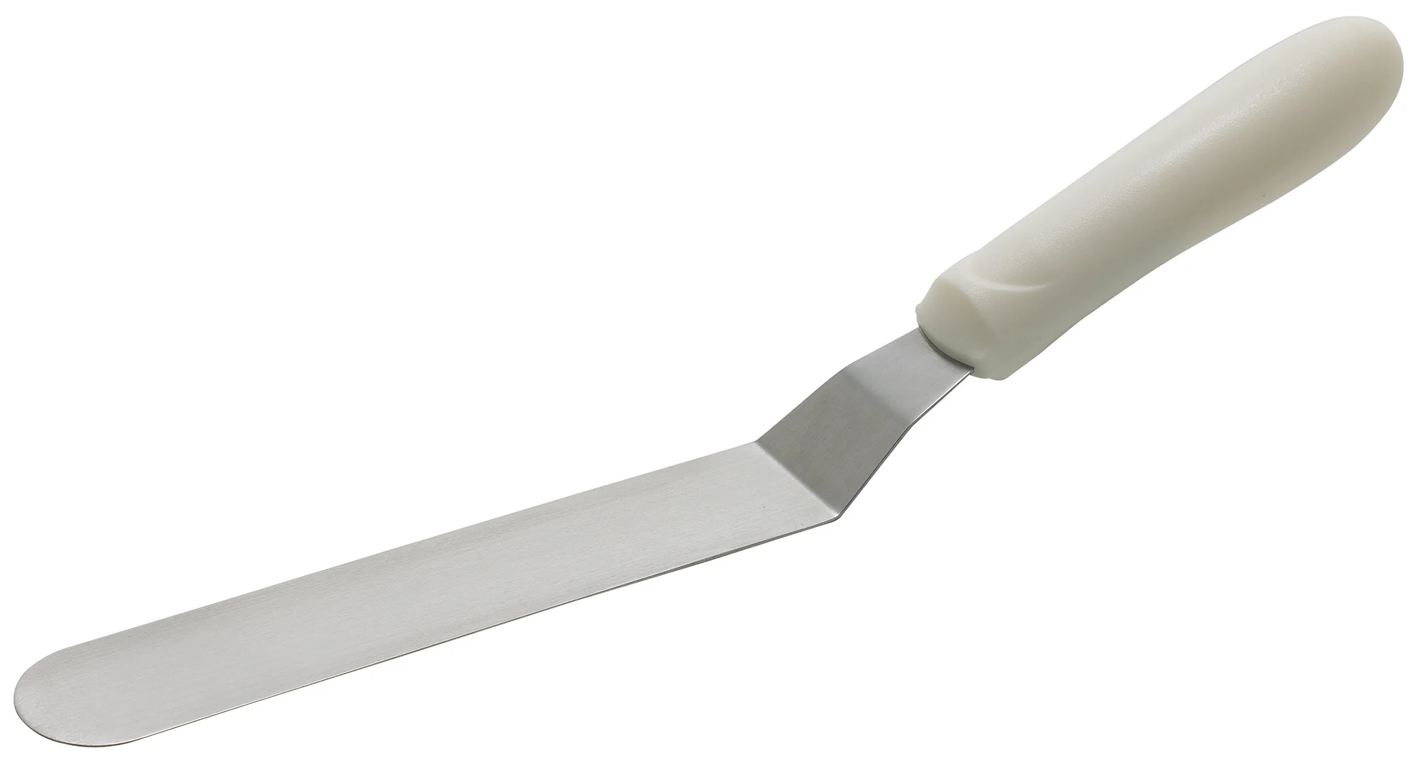 Winco TWPO-7 6-1/2 Inch Blade Offset Spatula Dishwasher Safe Polypropylene White Satin Finish