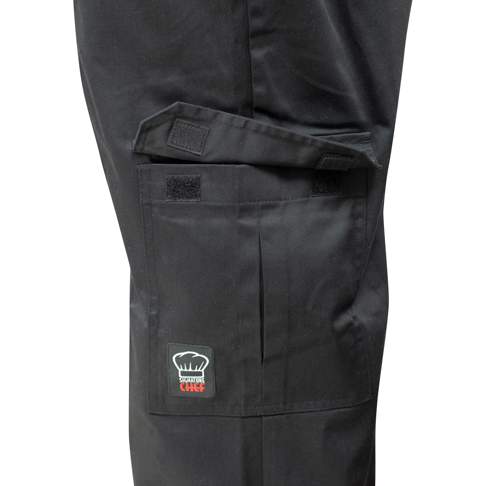 Winco UNF-11KS Small Cargo Chef Pants Straight Leg Black Poly-Cotton with Drawstring - Image 3