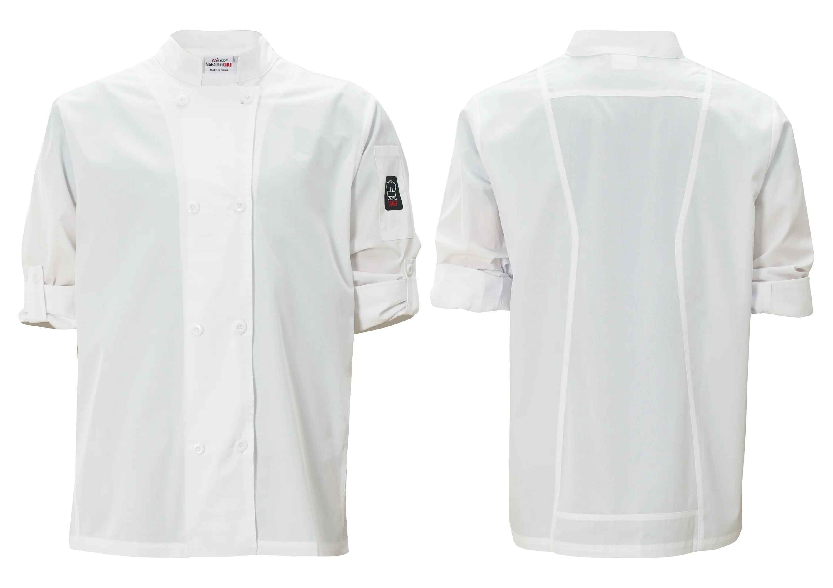 Winco UNF-12W3XL 3XL Ventilated Tapered Fit Chef Jacket Poly-Cotton White