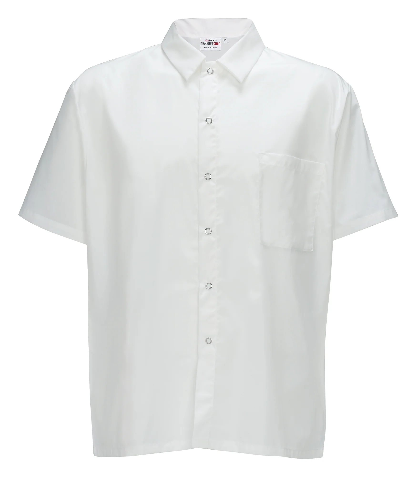 Winco UNF-1WL Cook's Shirt Large White Poly-Cotton Short Sleeved with Pocket - Image 2