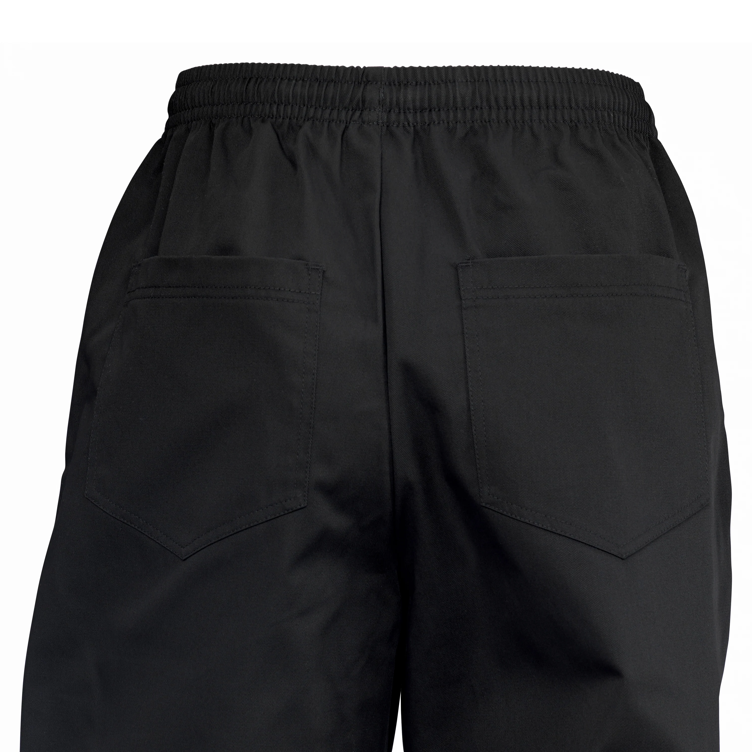 Winco UNF-2KS Chef's Pants Small Relaxed Fit Elastic Waistband Black Poly-Cotton - Image 2