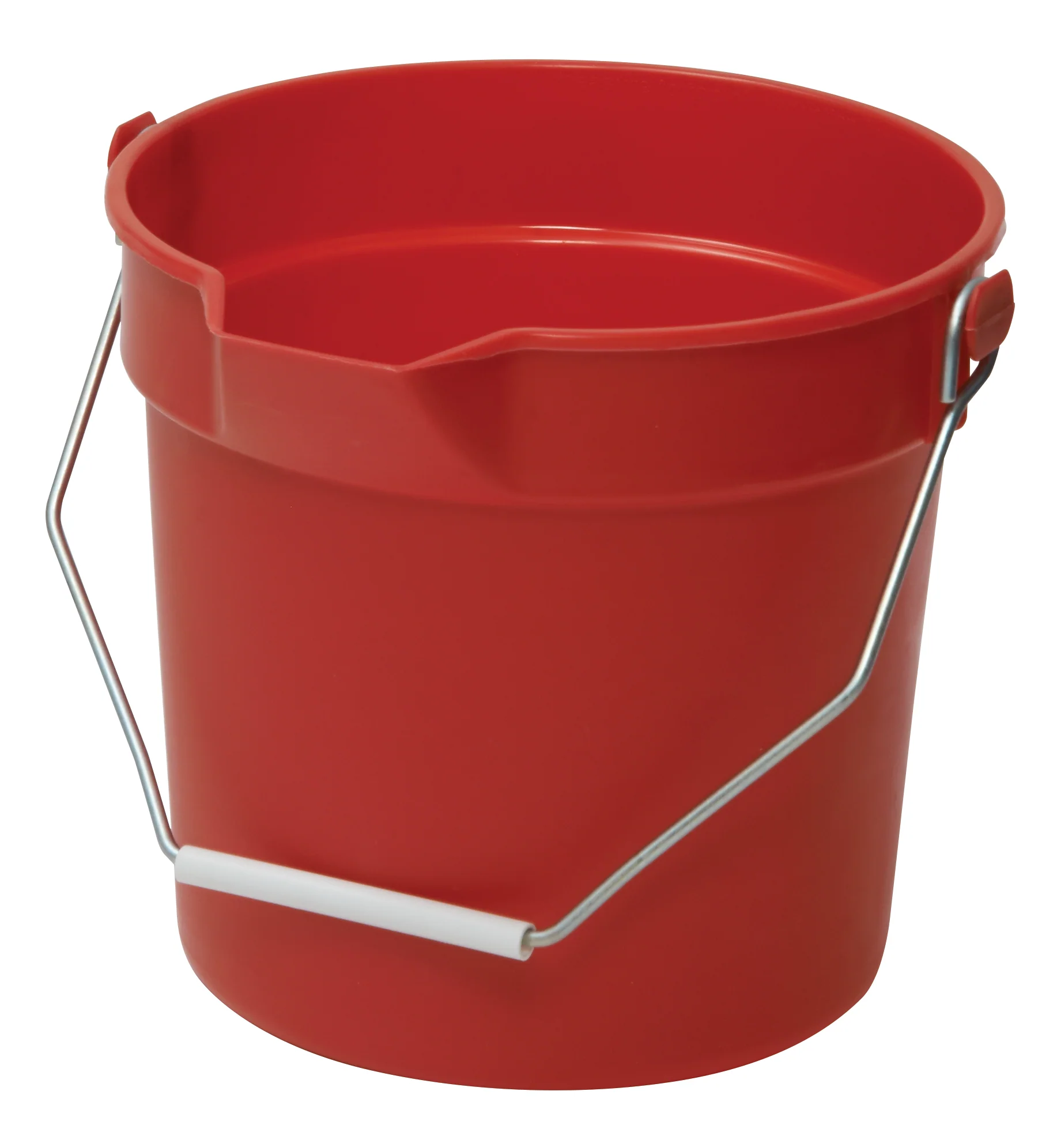Winco UPP-14R 14 Quart Bucket with Pour Spout and Molded Graduations Red HDPE - Image 2