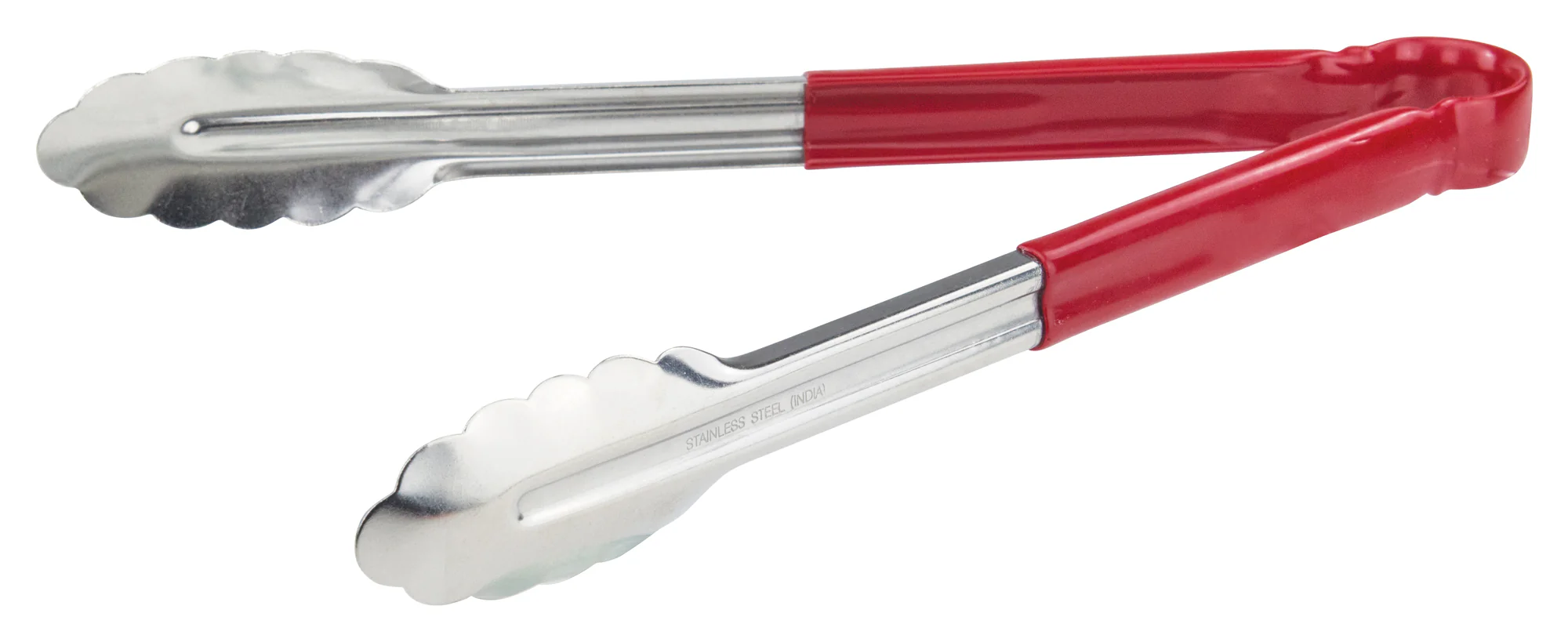 Winco UT-12HP-R 12 Inch Heavy Duty Plastic Handle Tongs Red Stainless Steel - Image 3
