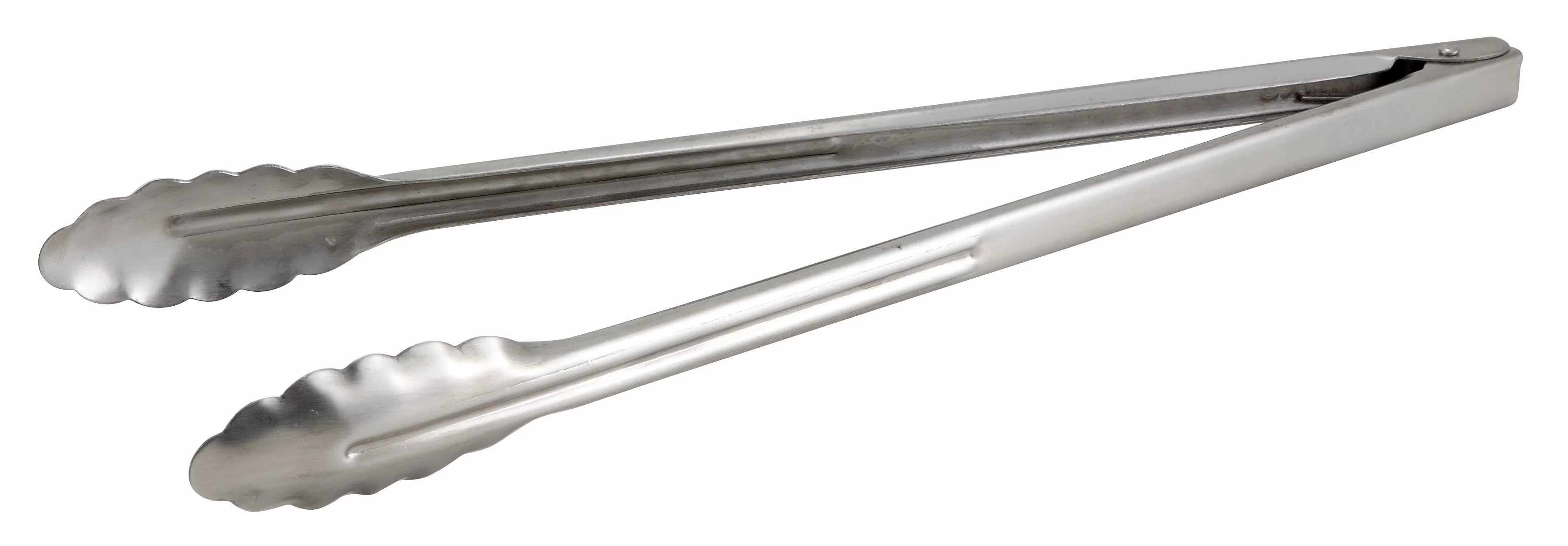 Heavyweight Utility Tongs 16 Inch - Winco UT-16HT Stainless Steel with Scalloped Edge - Image 2