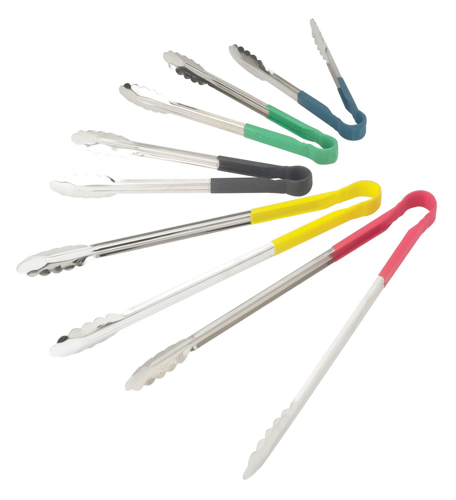 Winco UTPH-12B 12 Inch Utility Tongs Non-Slip Polypropylene Coated Blue Stainless Steel - Image 2