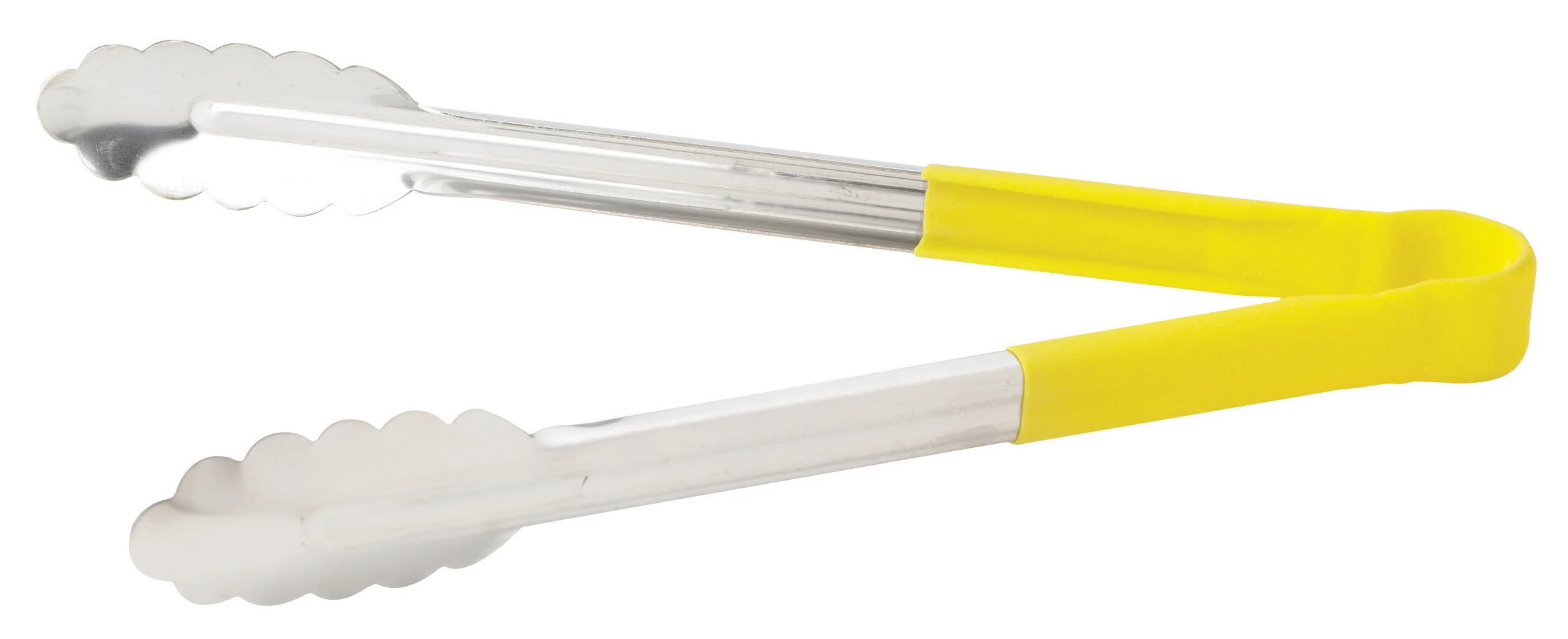 Winco UTPH-12Y 12 Inch Utility Tongs Non-slip Polypropylene Handle Yellow Stainless Steel - Image 2