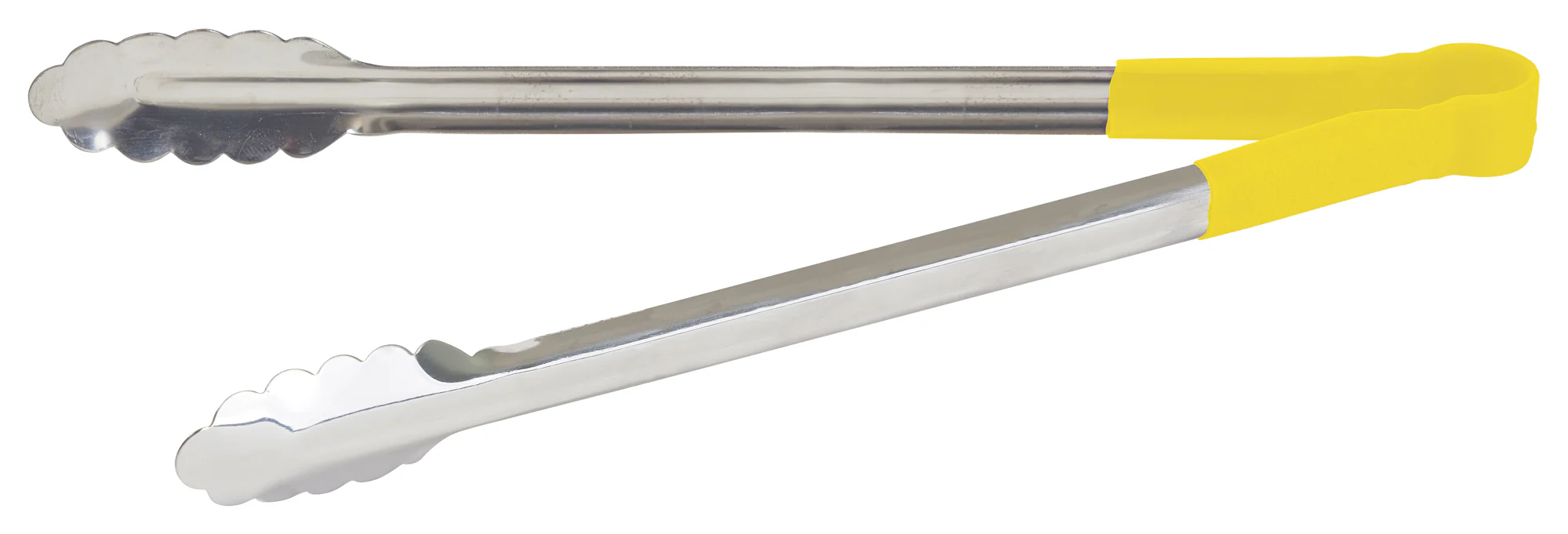 Winco UTPH-16Y 16 Inch Utility Tongs Non-slip Polypropylene Coated Yellow Stainless Steel - Image 2