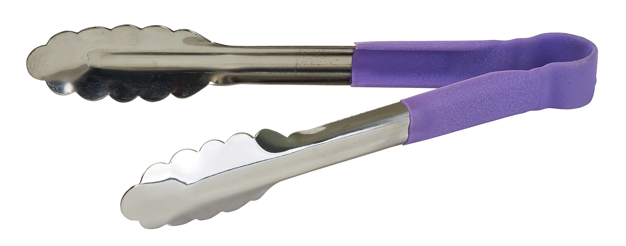 Winco UTPH-9P 9 Inch Utility Tongs Allergen Free Non-slip Purple Stainless Steel - Image 2