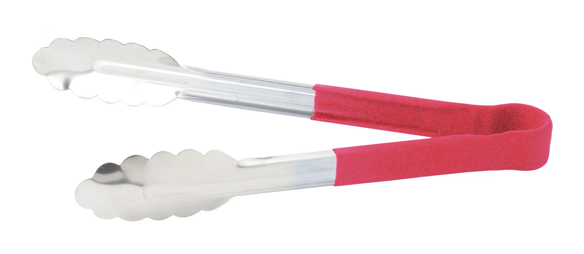 Winco UTPH-9R 9 Inch Utility Tongs Non-slip Heat Resistant Red Stainless Steel - Image 3