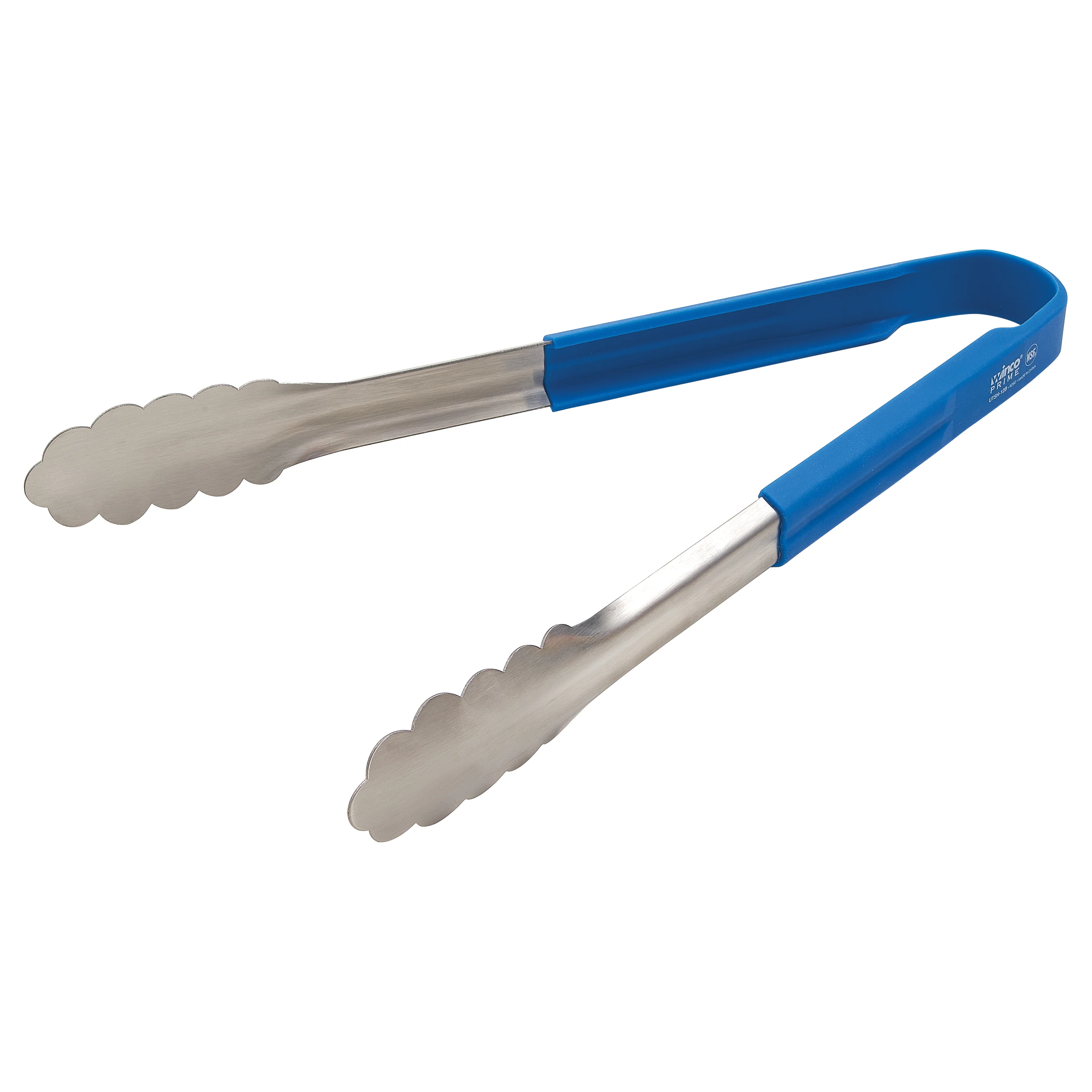 Winco UTSH-12B 12 Inch Utility Tongs Blue Silicone Handle Stainless Steel - Image 3