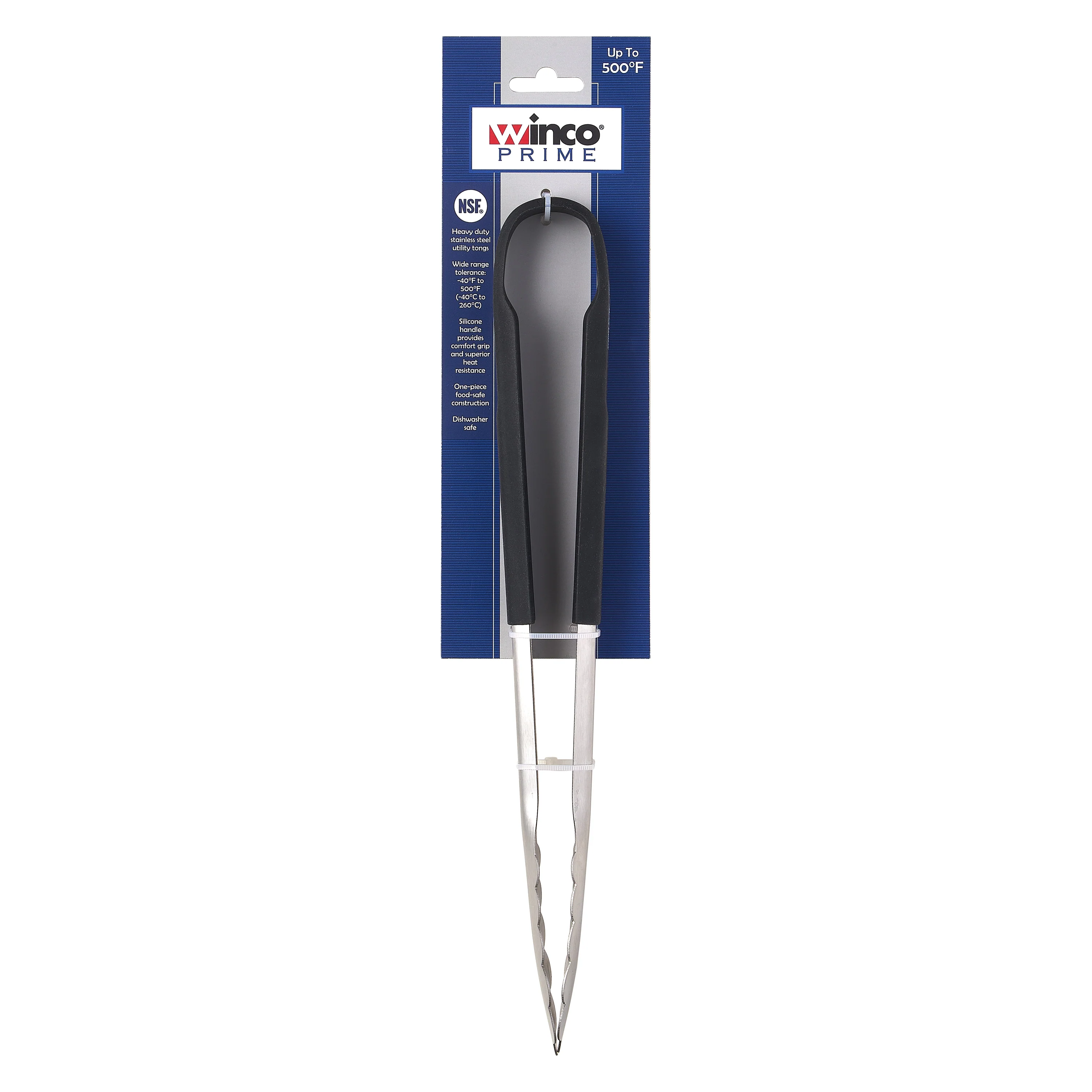 Winco UTSH-12K 12 Inch Utility Tongs with Black Silicone Handle Stainless Steel - Image 2