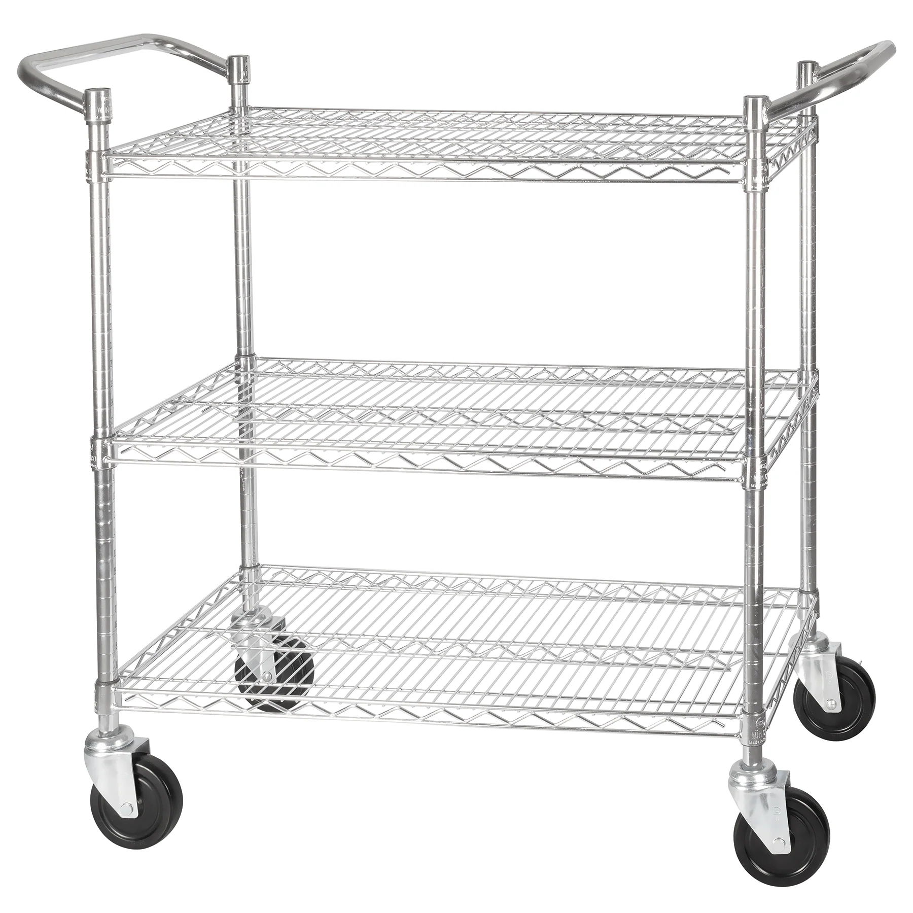 Winco VCCD-1836B 18 Inch Utility Cart 3-tier Chrome Plated Wire 800 lb Capacity - Image 2